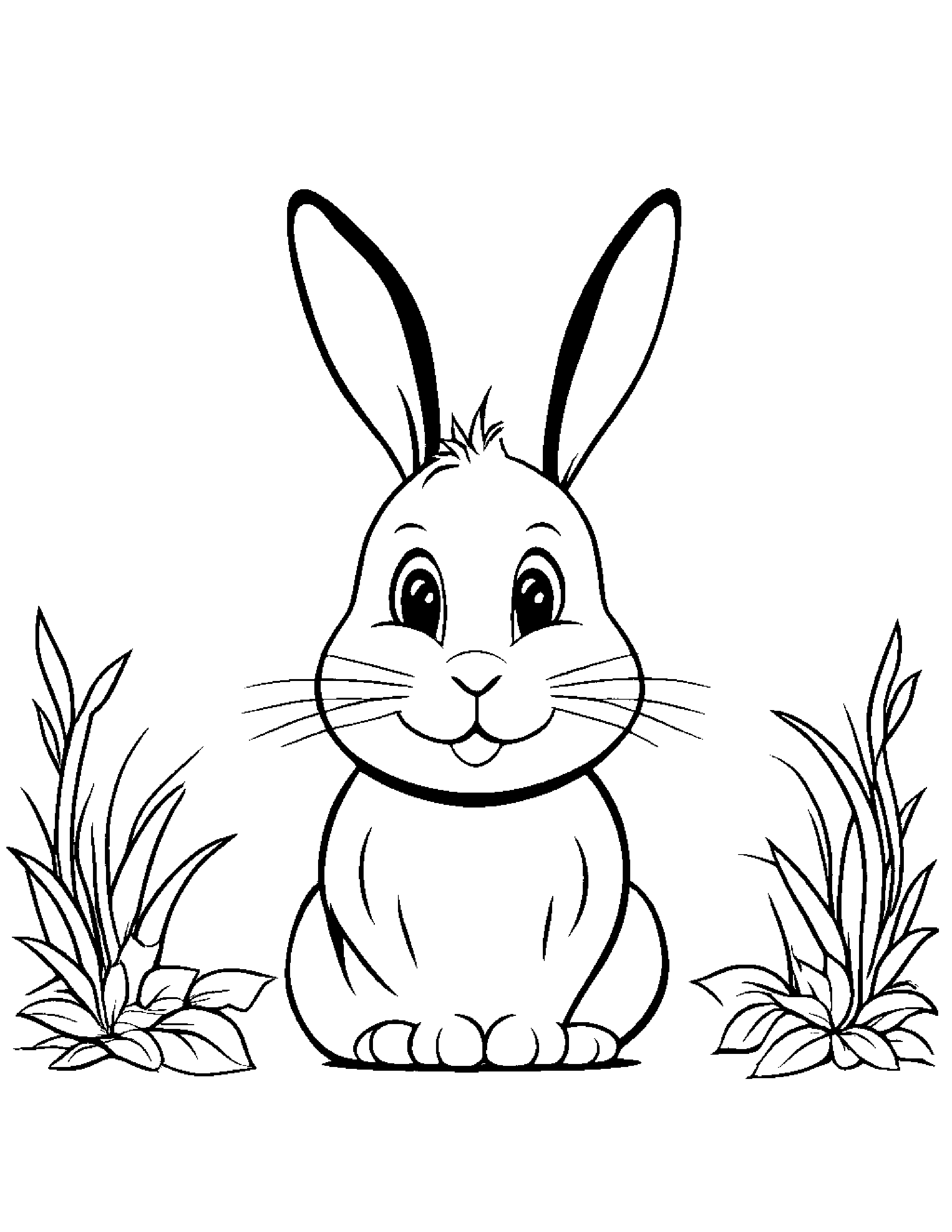 Bunny Smiling #5 Coloring Page (Free Printable PDF)