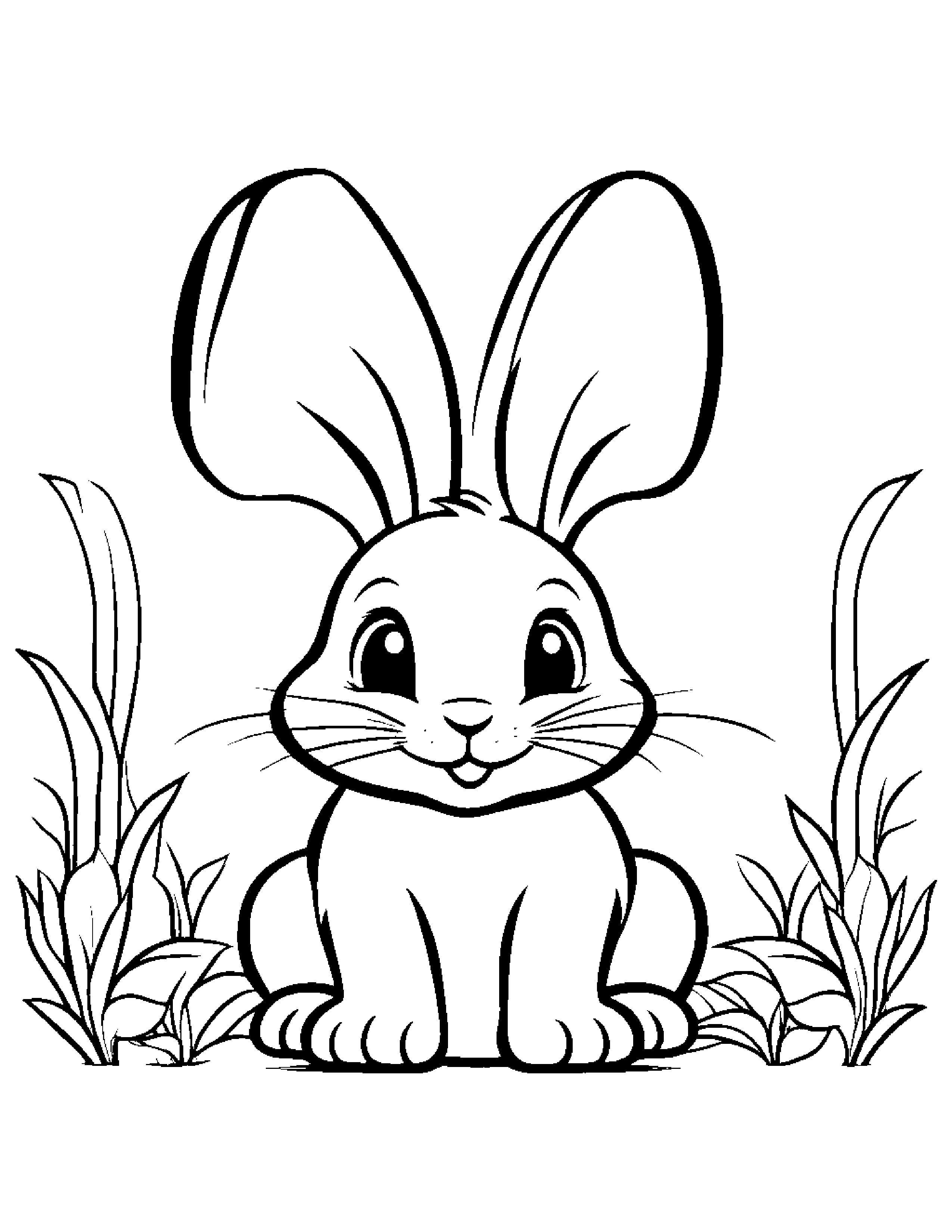Bunny Smiling Coloring Page (Free Printable PDF)