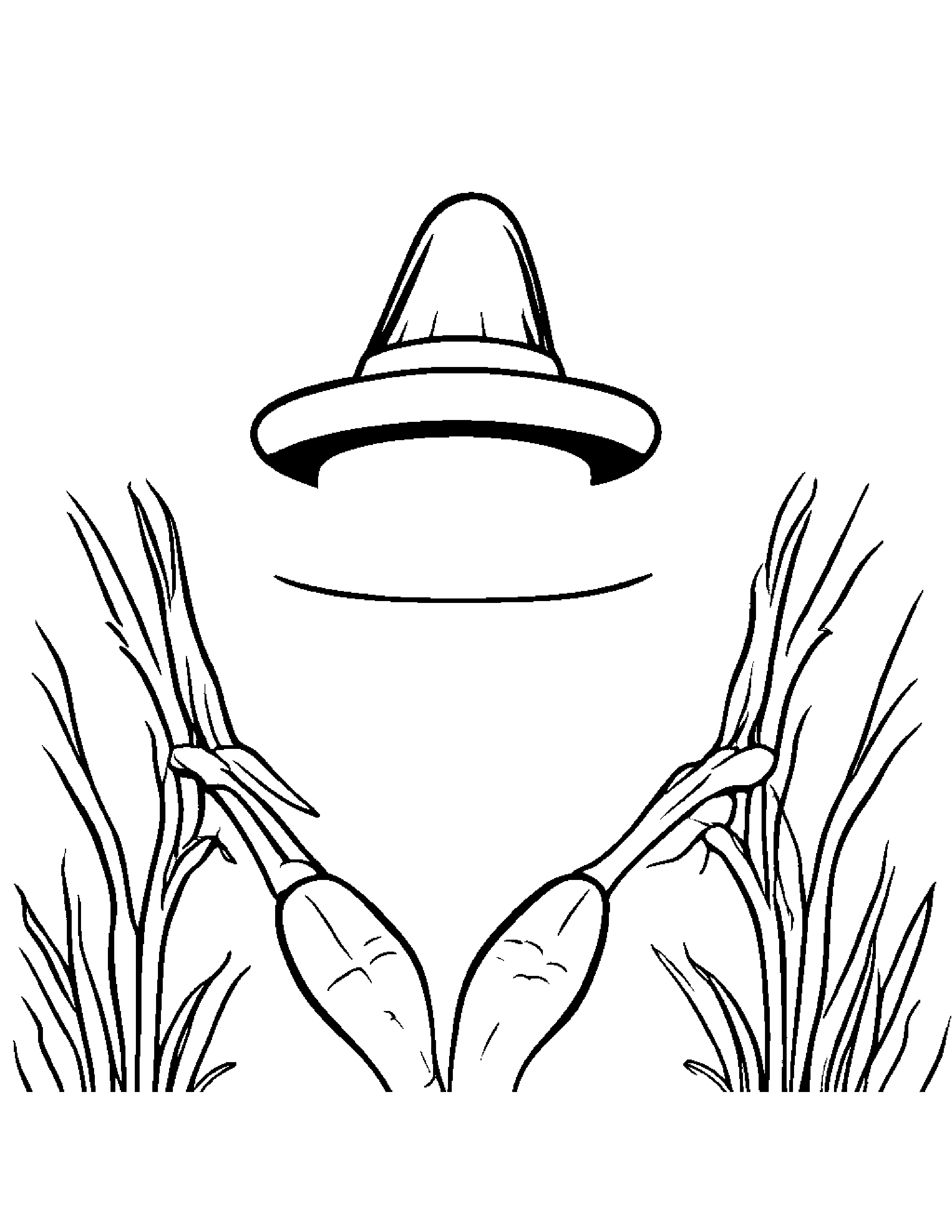 Carrot With A Cute Hat #3 Coloring Page (Free Printable PDF)