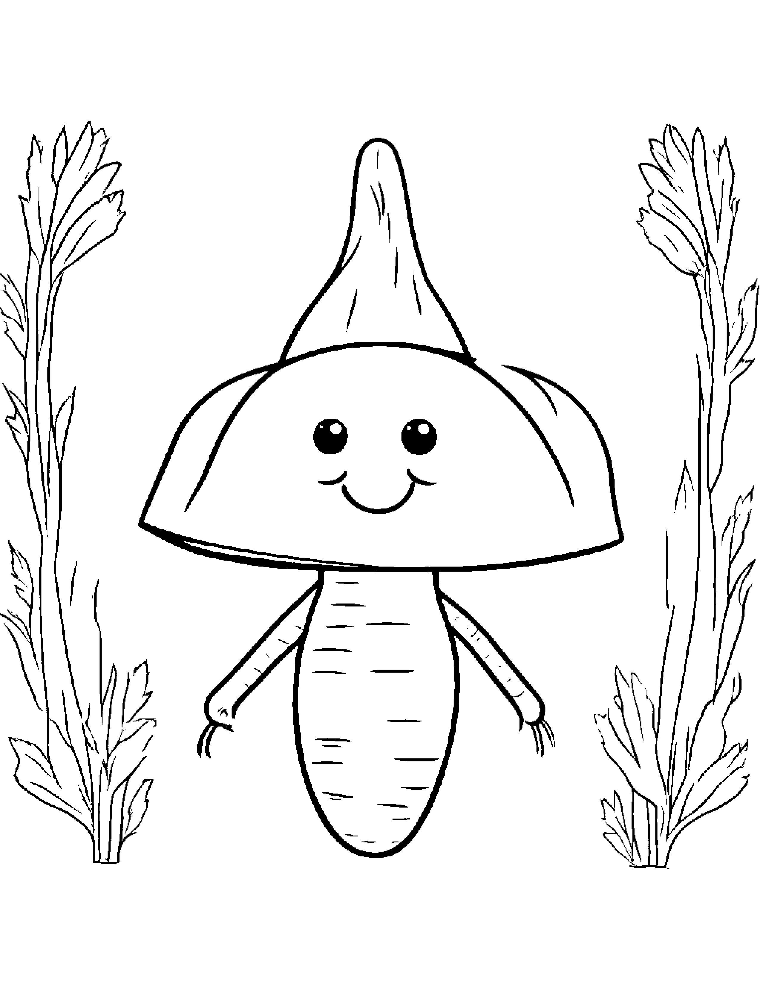 Carrot With A Cute Hat #5 Coloring Page (Free Printable PDF)