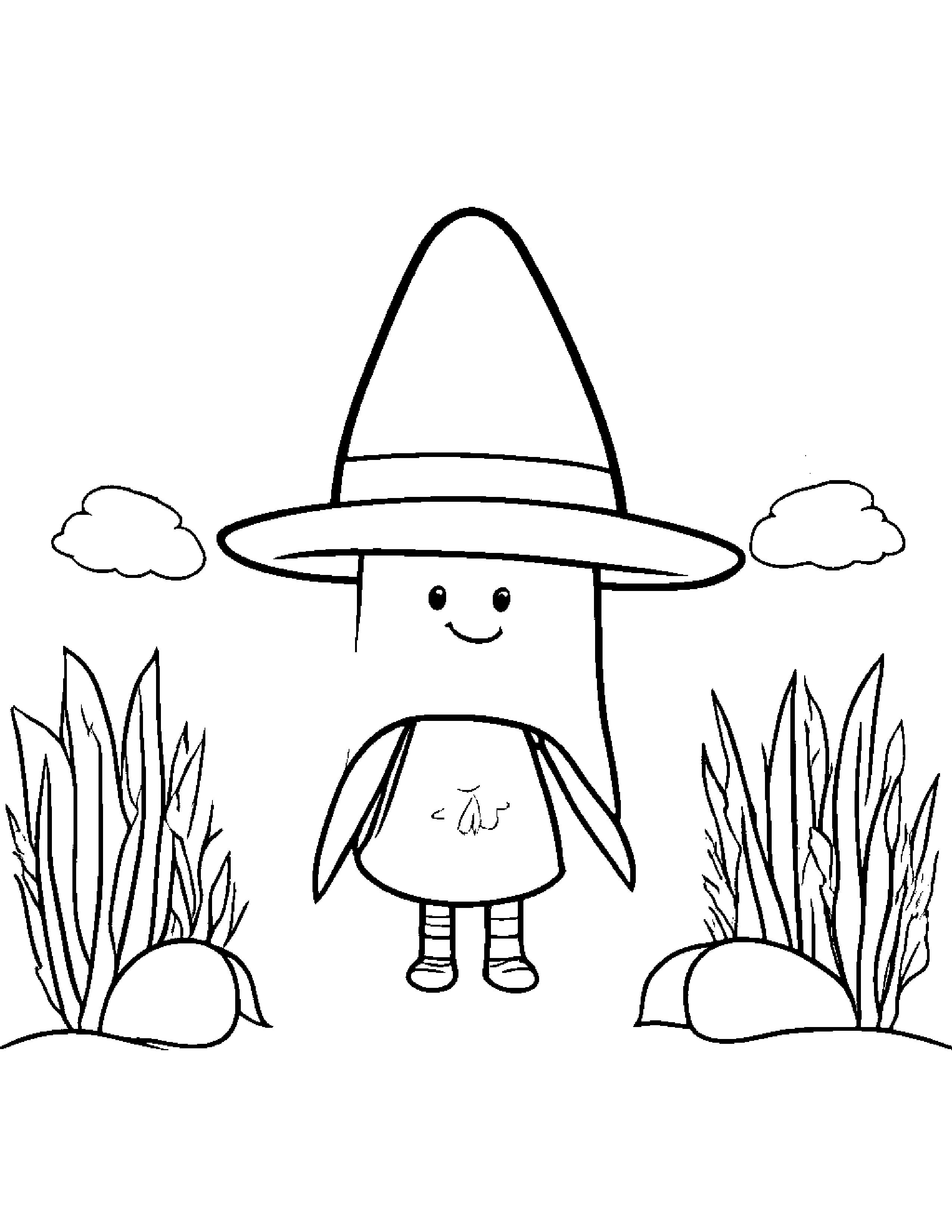 Carrot With A Cute Hat Under A Rainbow #3 Coloring Page (Free Printable PDF)