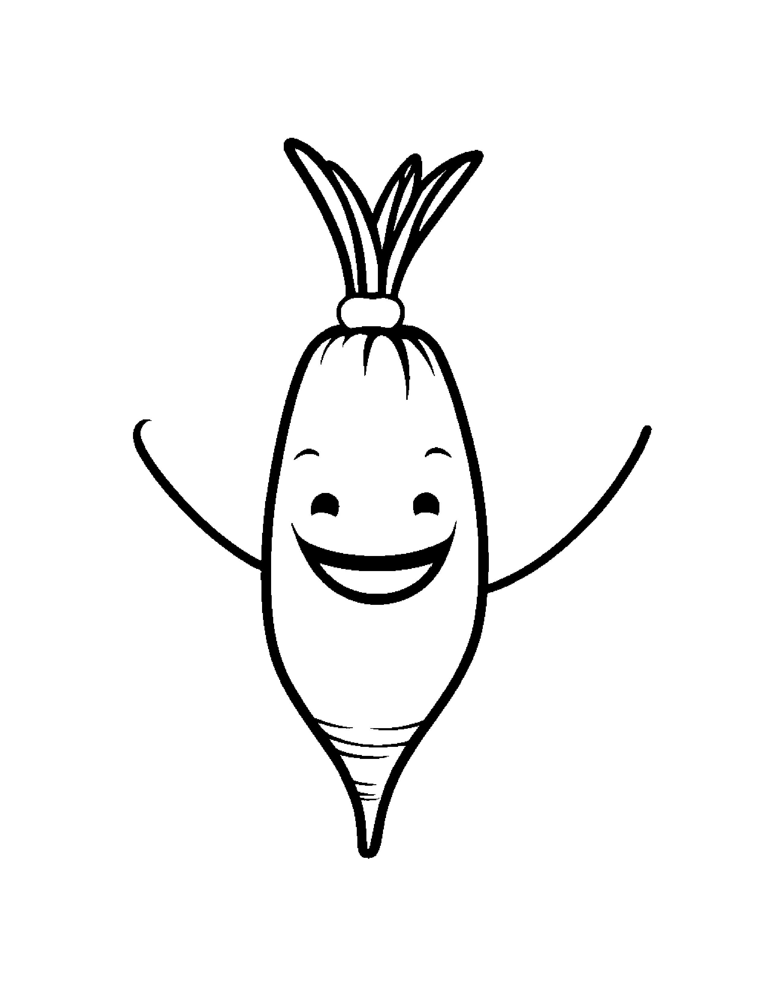 Carrot With A Friendly Star #2 Coloring Page (Free Printable PDF)