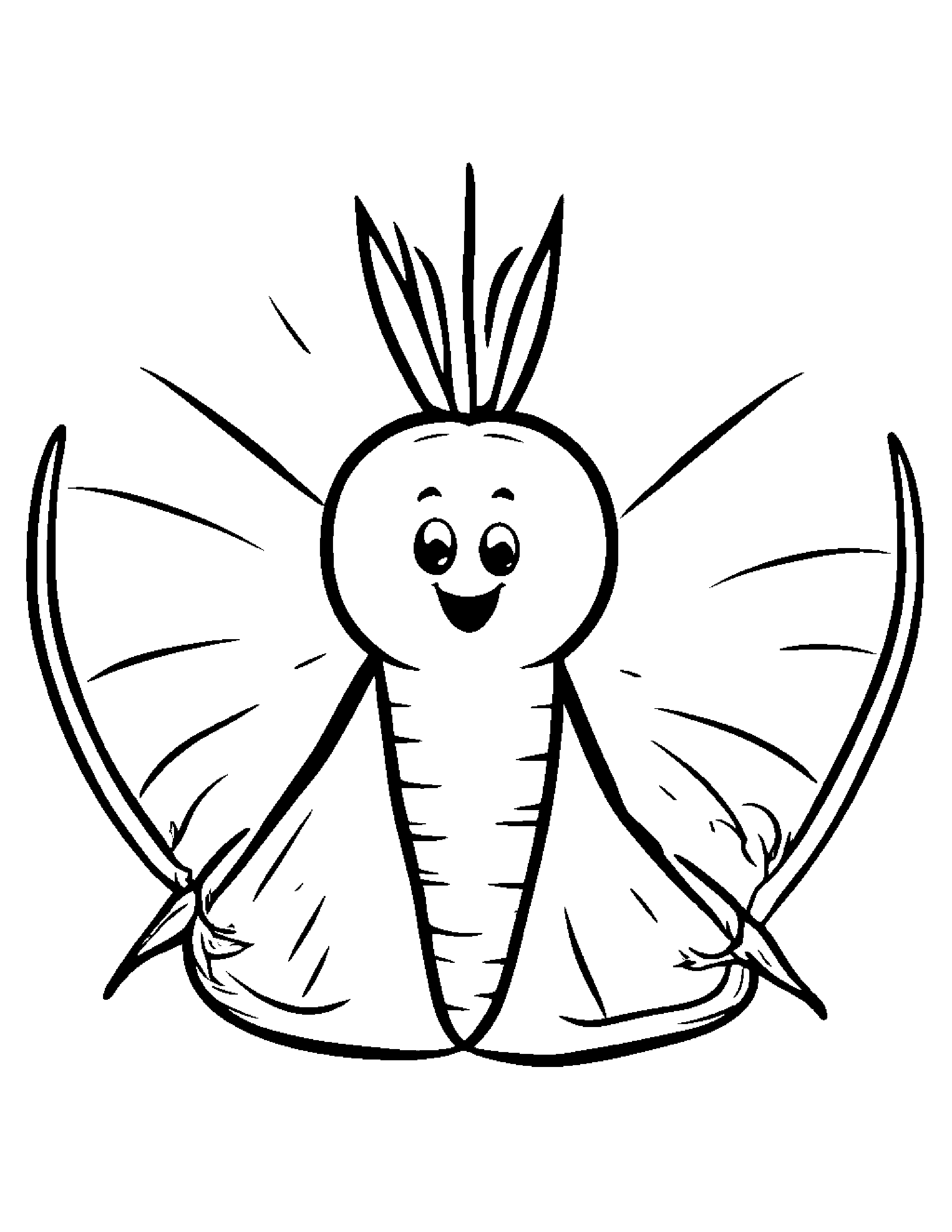 Carrot With A Friendly Star #3 Coloring Page (Free Printable PDF)