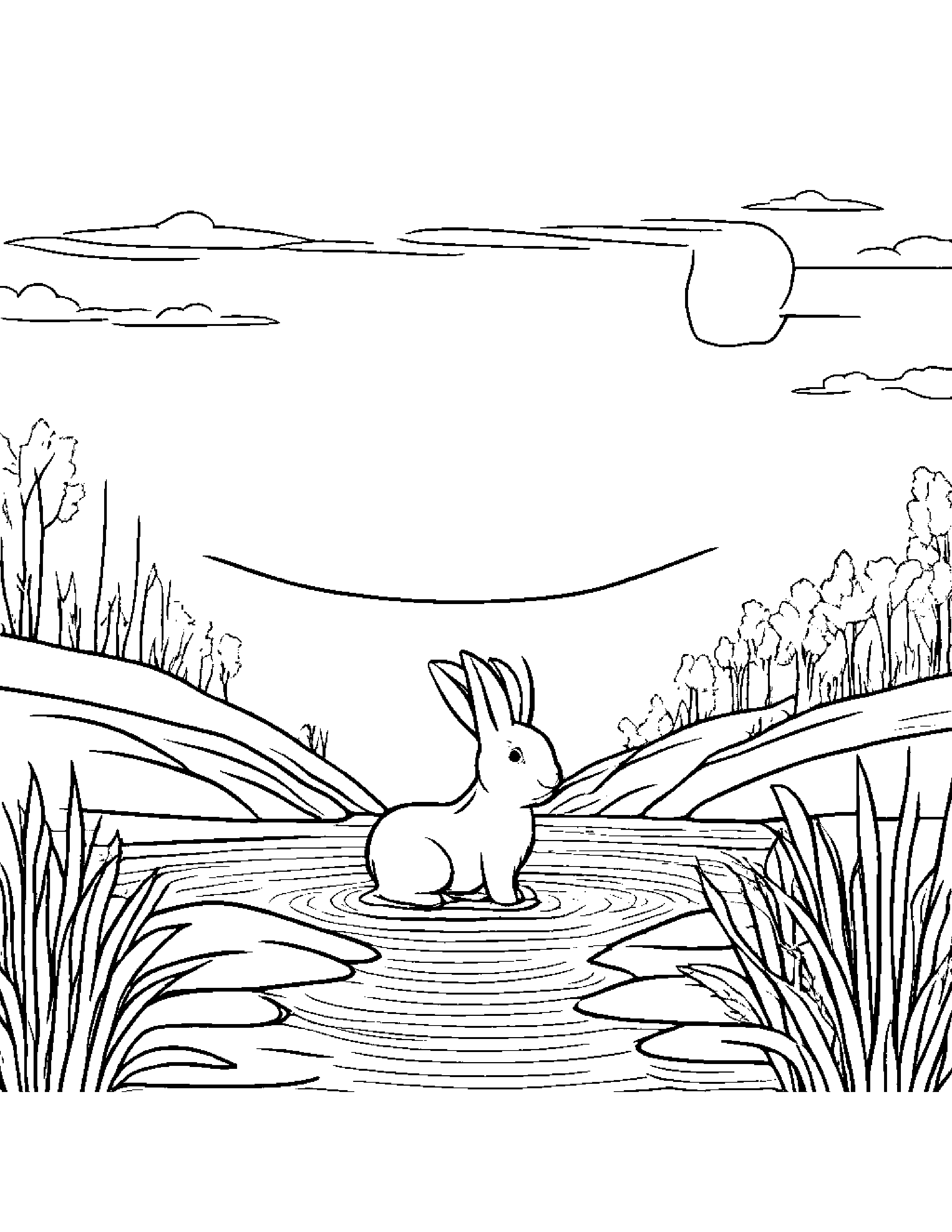 Carrot With A Friendly Star Near A Gentle Stream #2 Coloring Page (Free Printable PDF)