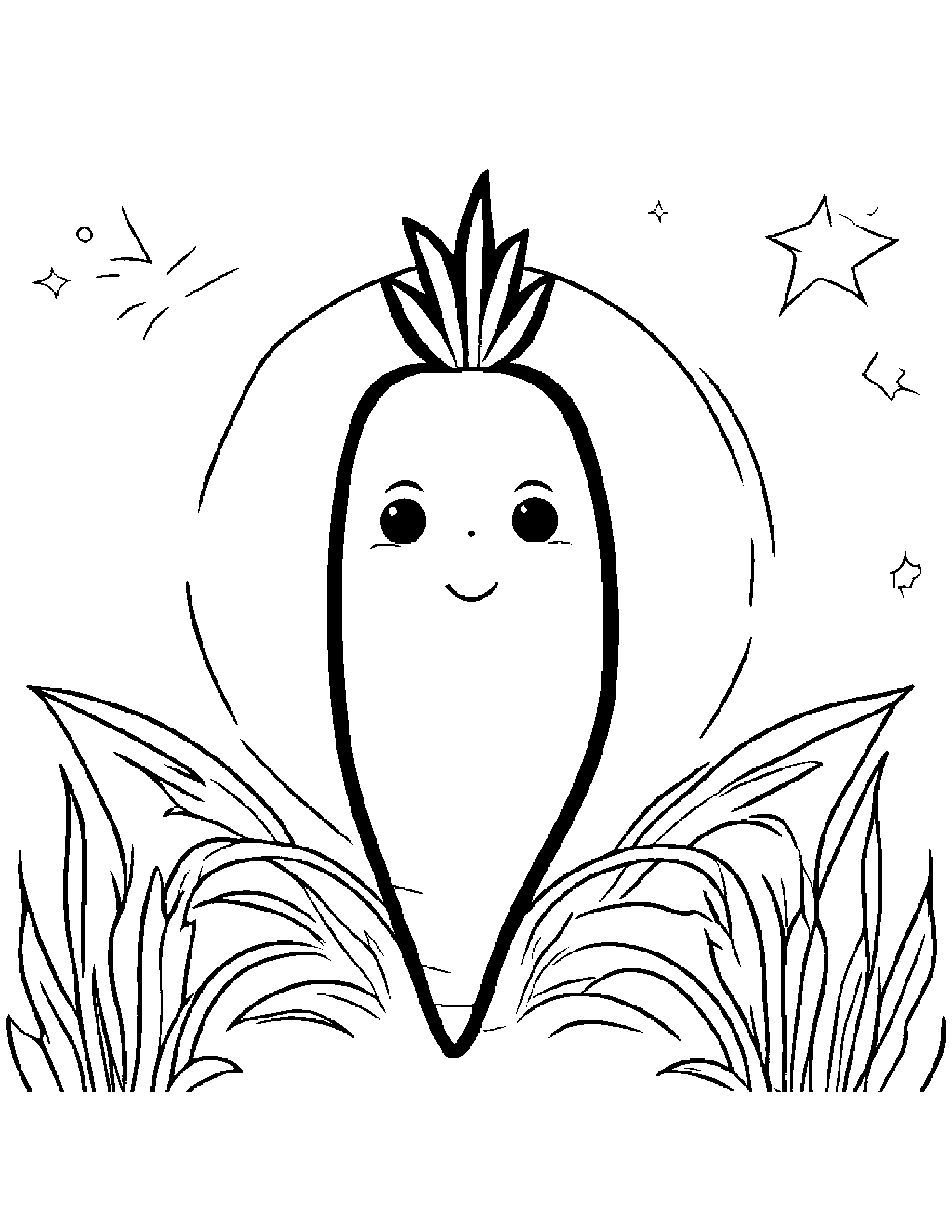 Carrot With A Friendly Star Coloring Page (Free Printable PDF)