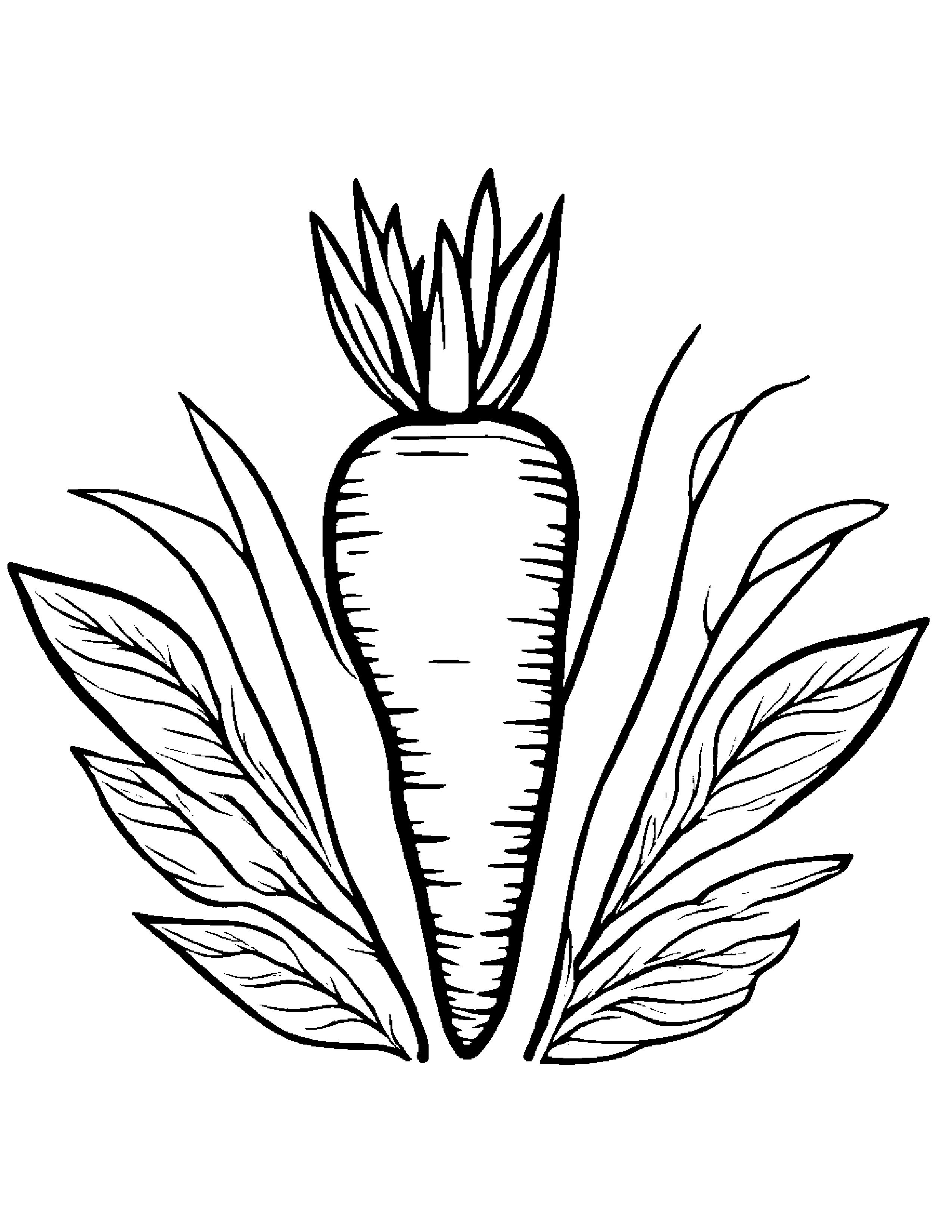 Carrot With A Leaf Sprig #3 Coloring Page (Free Printable PDF)