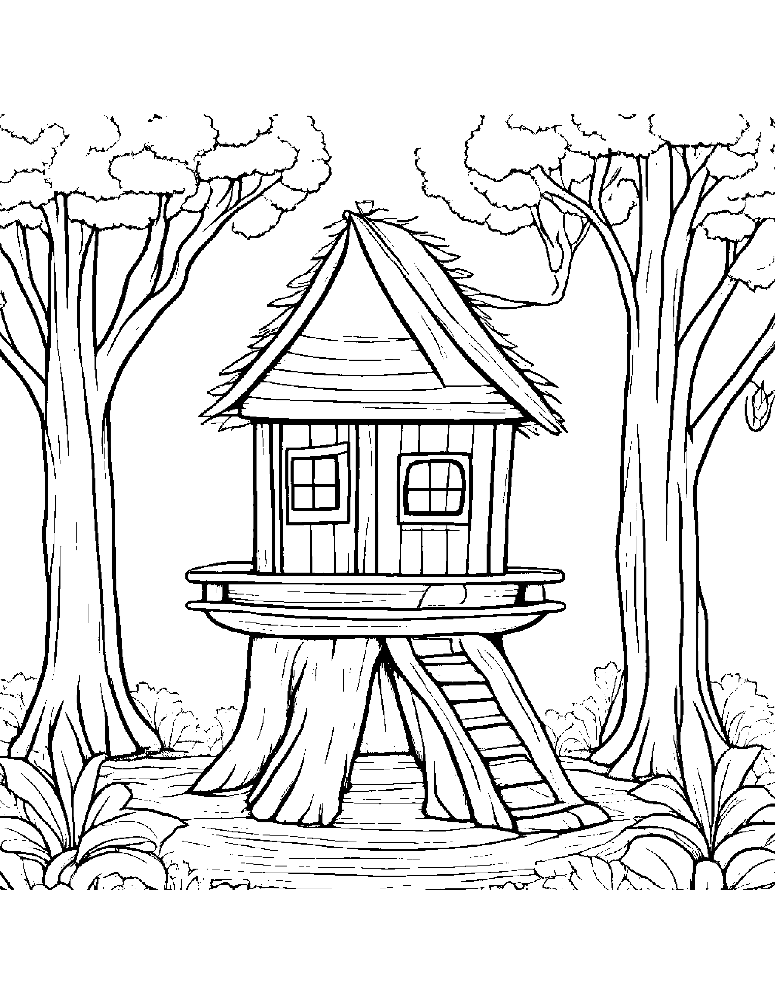 Carrot With A Little Heart In A Treehouse #2 Coloring Page (Free Printable PDF)
