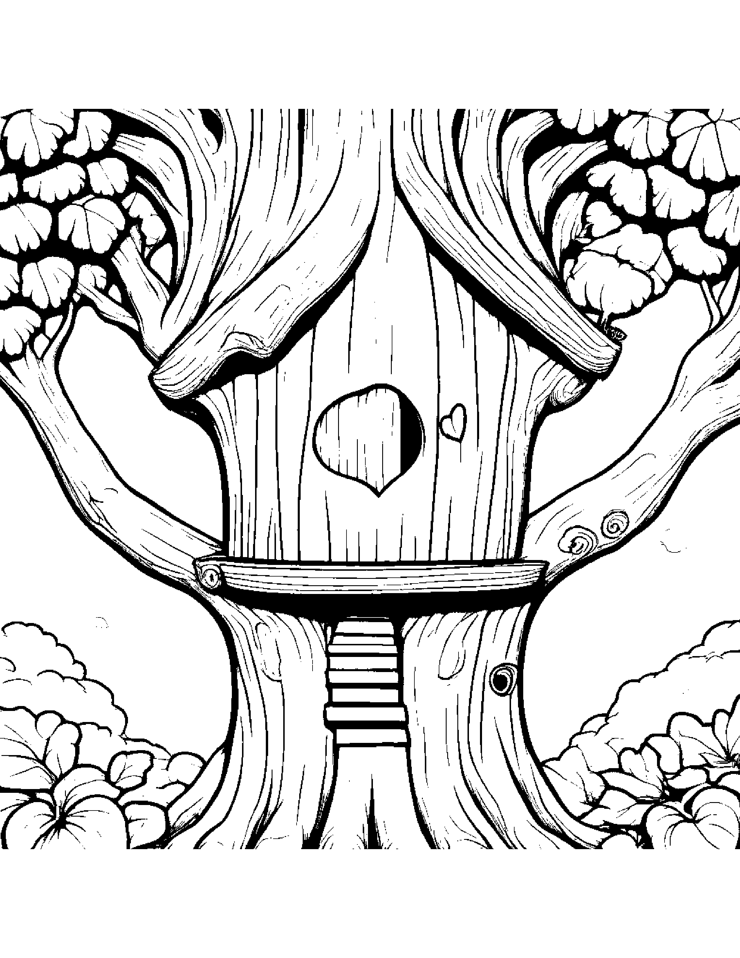 Carrot With A Little Heart In A Treehouse #3 Coloring Page (Free Printable PDF)