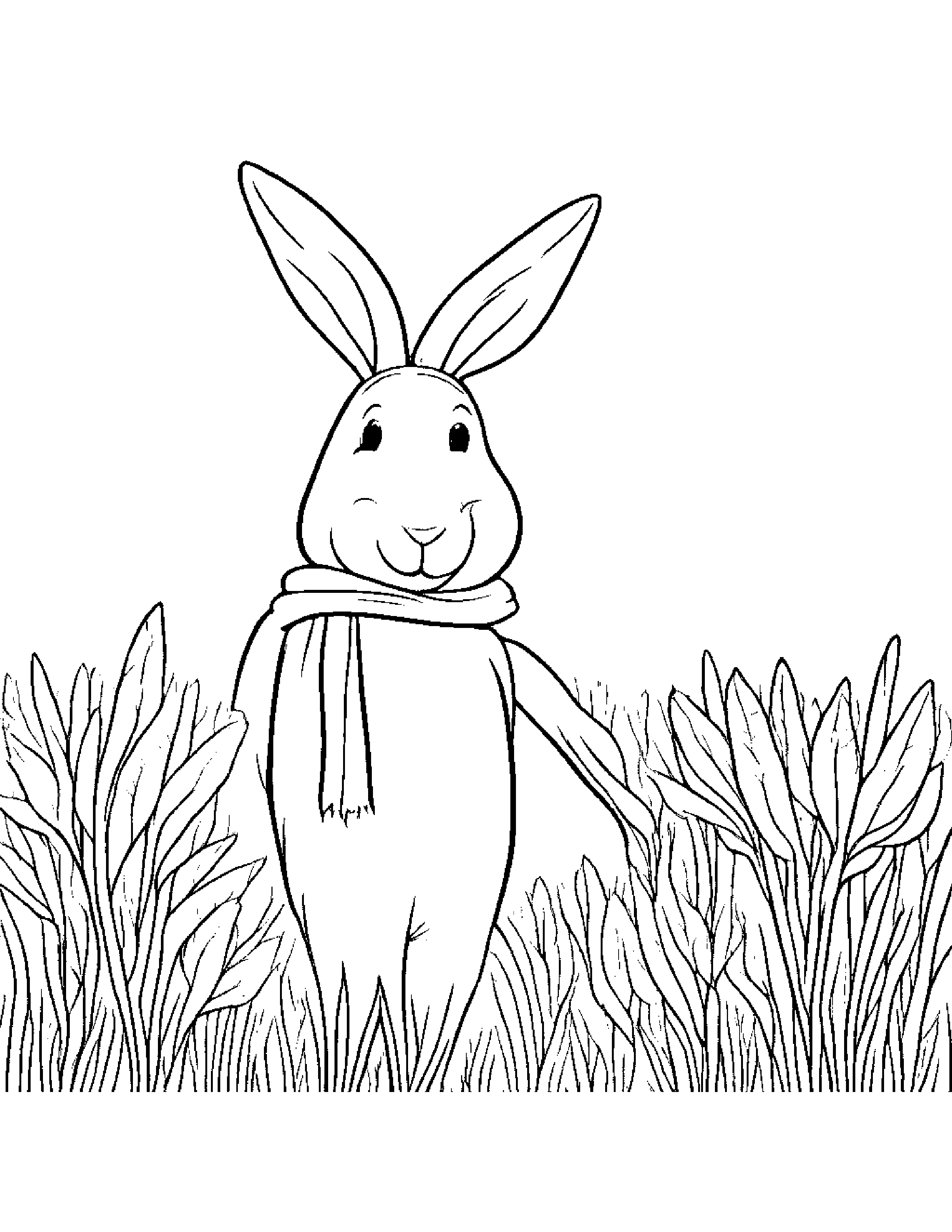 Carrot With A Soft Scarf In A Sunny Meadow #4 Coloring Page (Free Printable PDF)