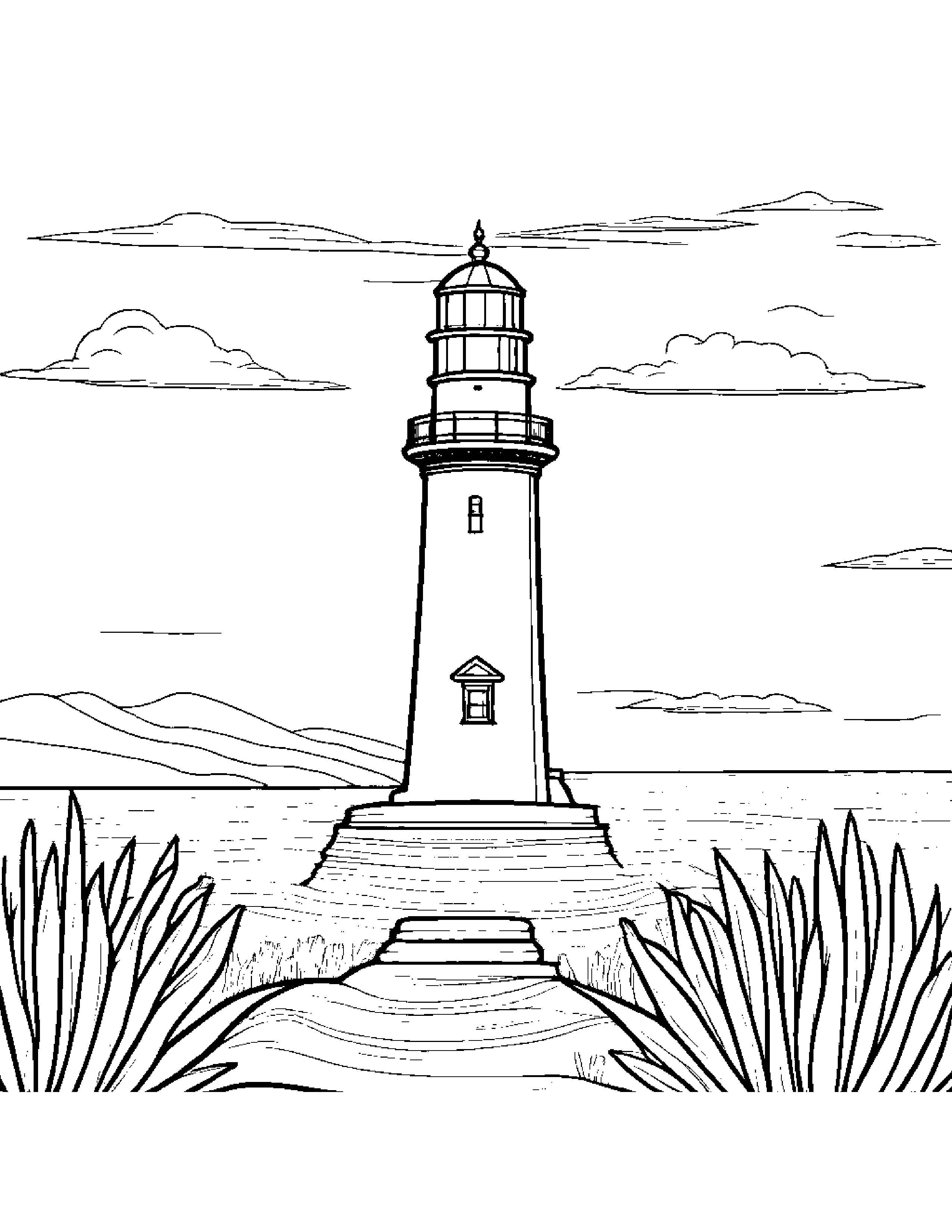 Carrot With A Tiny Bow Near A Lighthouse #2 Coloring Page (Free Printable PDF)