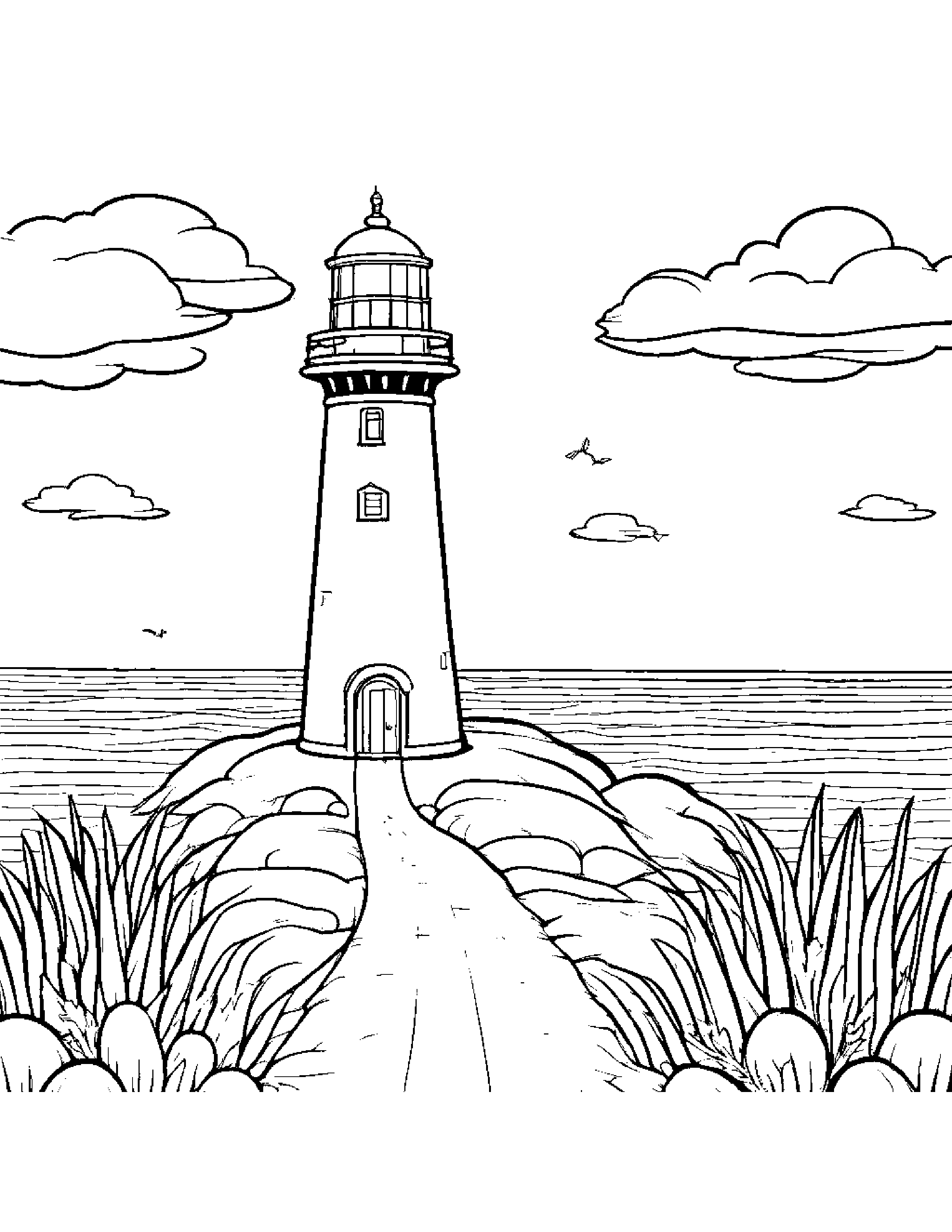 Carrot With A Tiny Bow Near A Lighthouse #3 Coloring Page (Free Printable PDF)