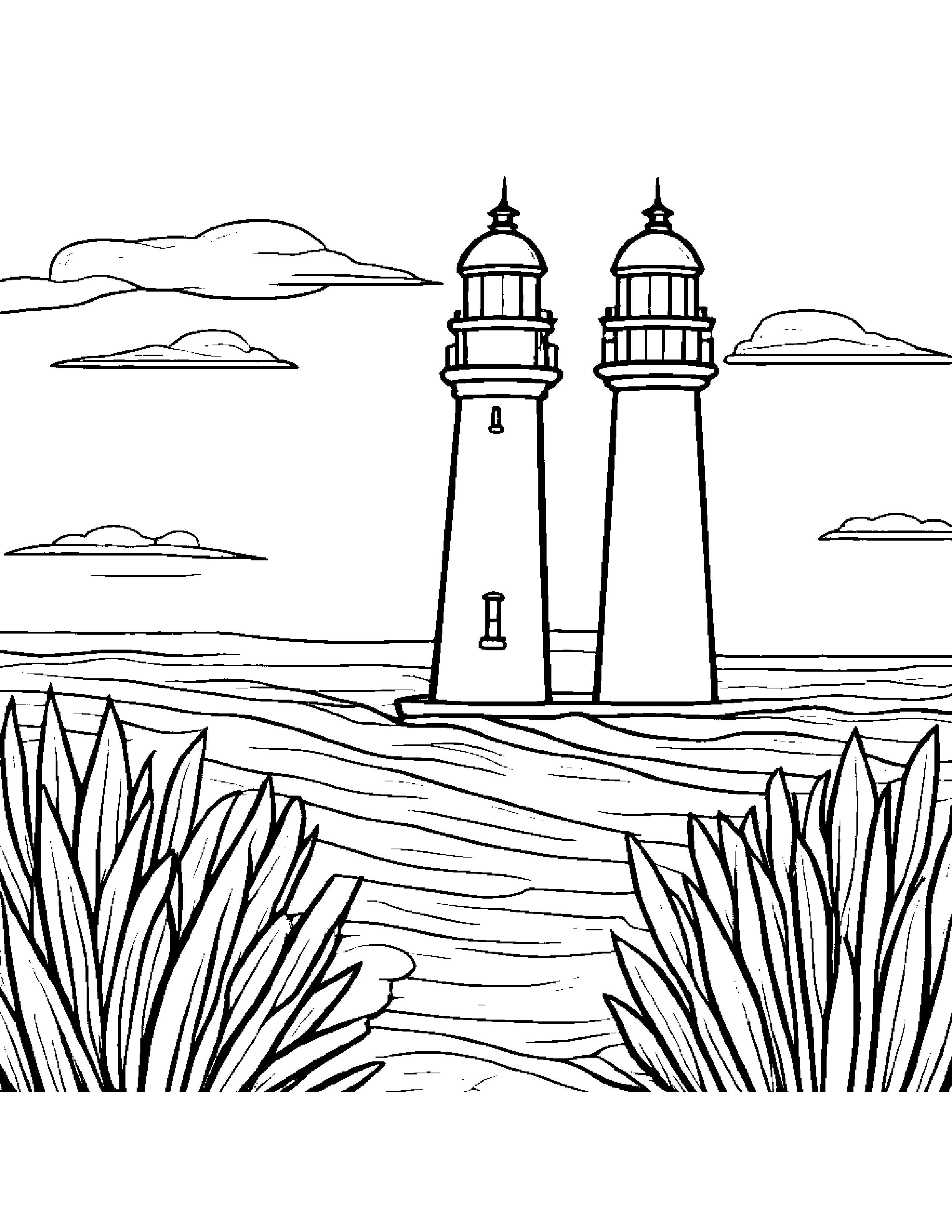 Carrot With A Tiny Bow Near A Lighthouse Coloring Page (Free Printable PDF)