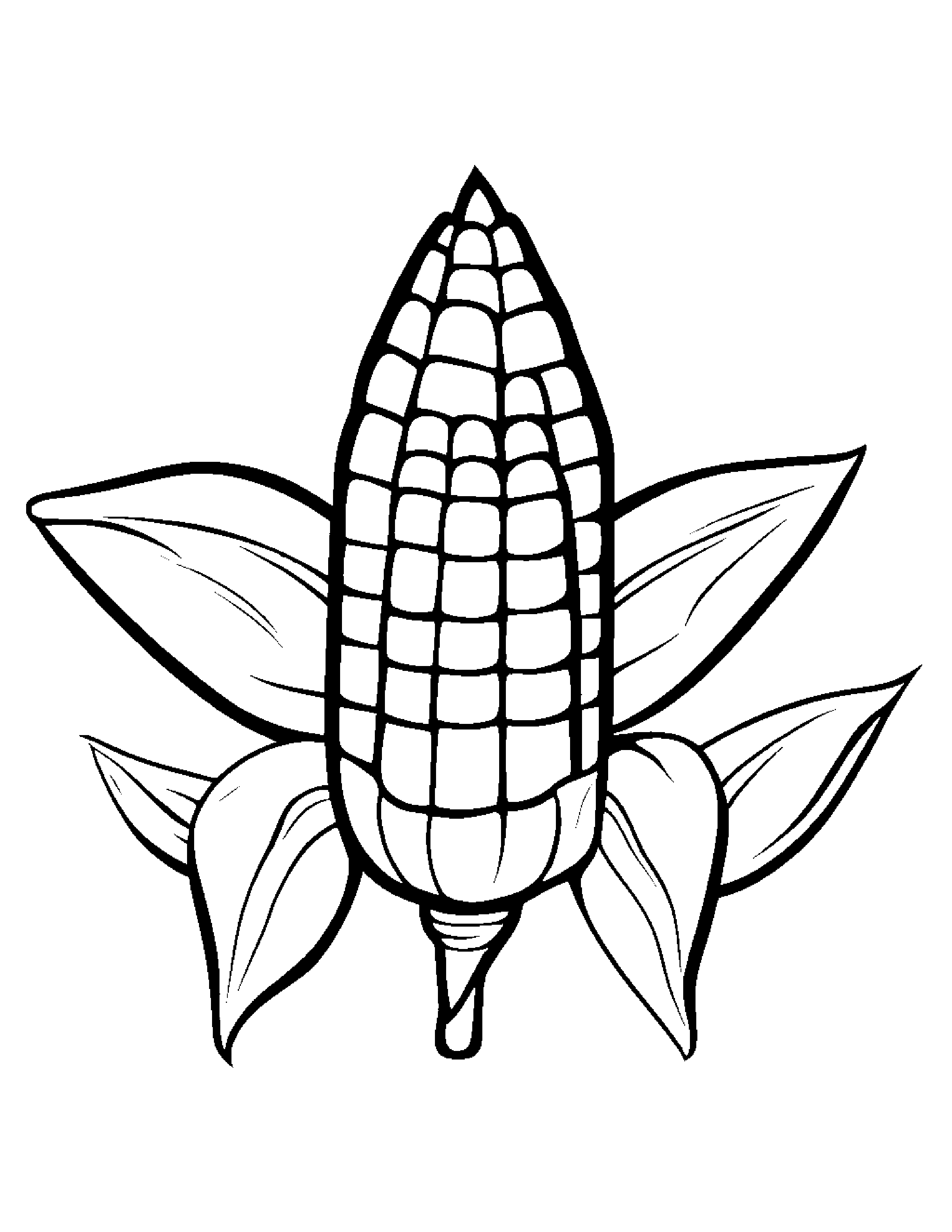 Corn Cob With A Friendly Star #2 Coloring Page (Free Printable PDF)