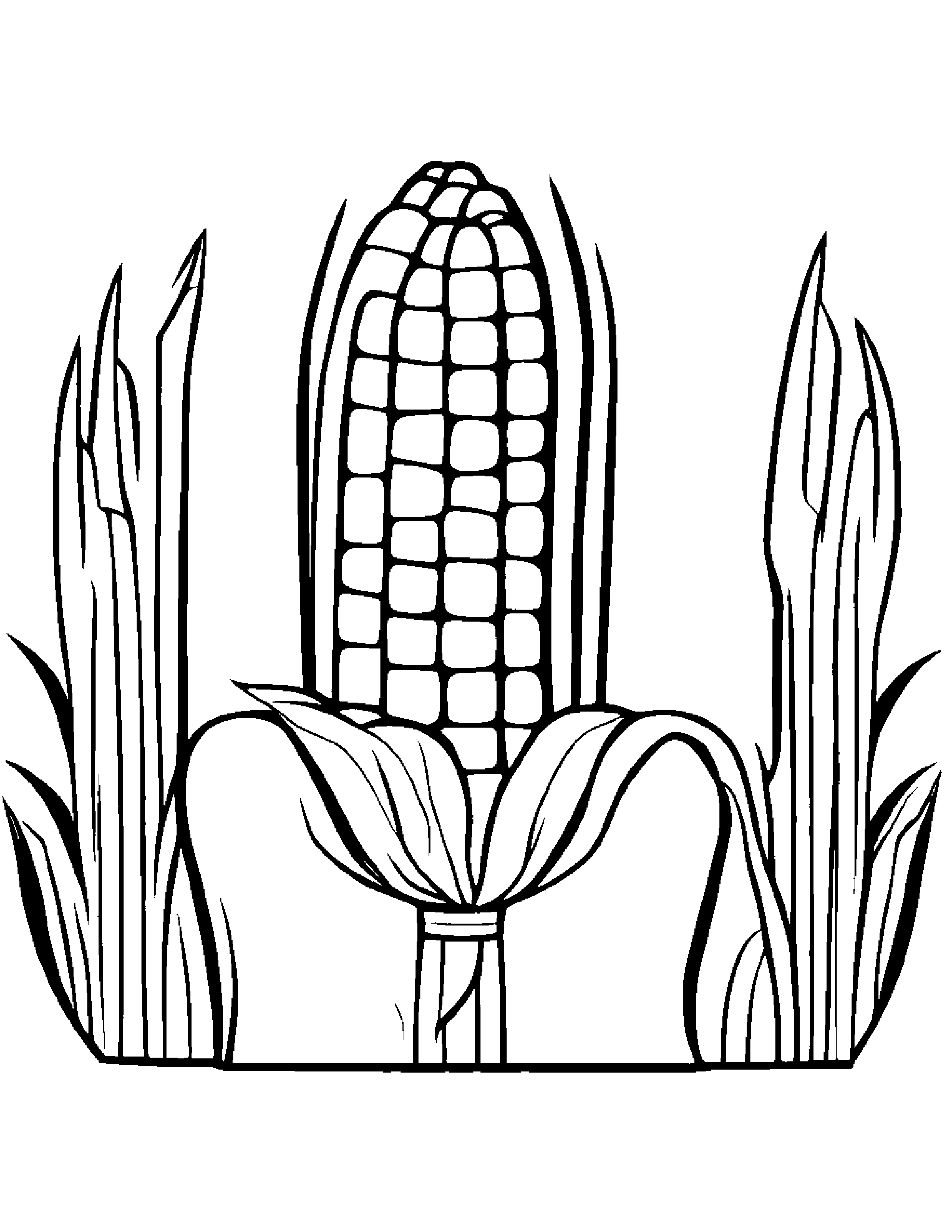 Corn Cob With A Ribbon At The Playground #2 Coloring Page (Free Printable PDF)