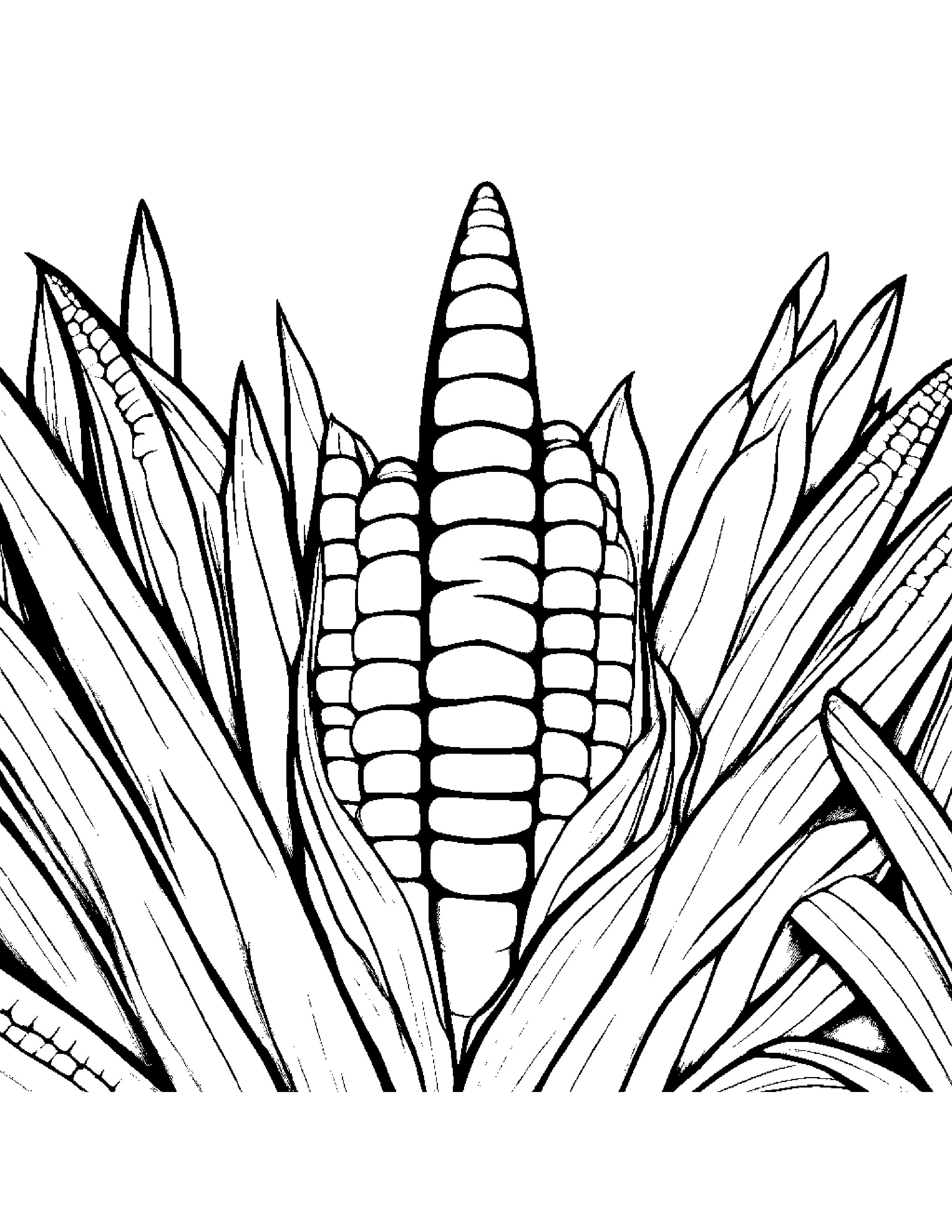 Corn Cob With A Ribbon At The Playground #4 Coloring Page (Free Printable PDF)