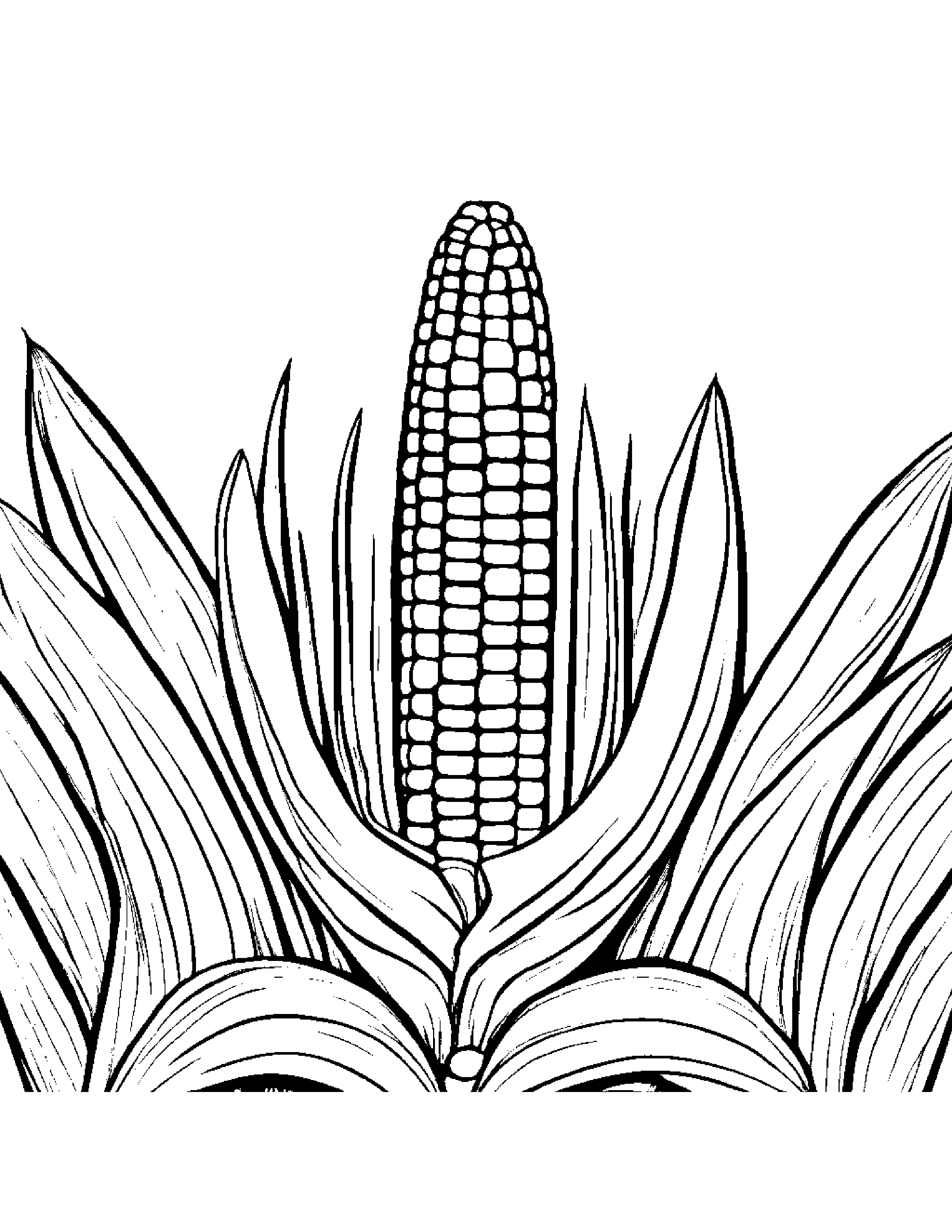 Corn Cob With A Ribbon At The Playground Coloring Page (Free Printable PDF)