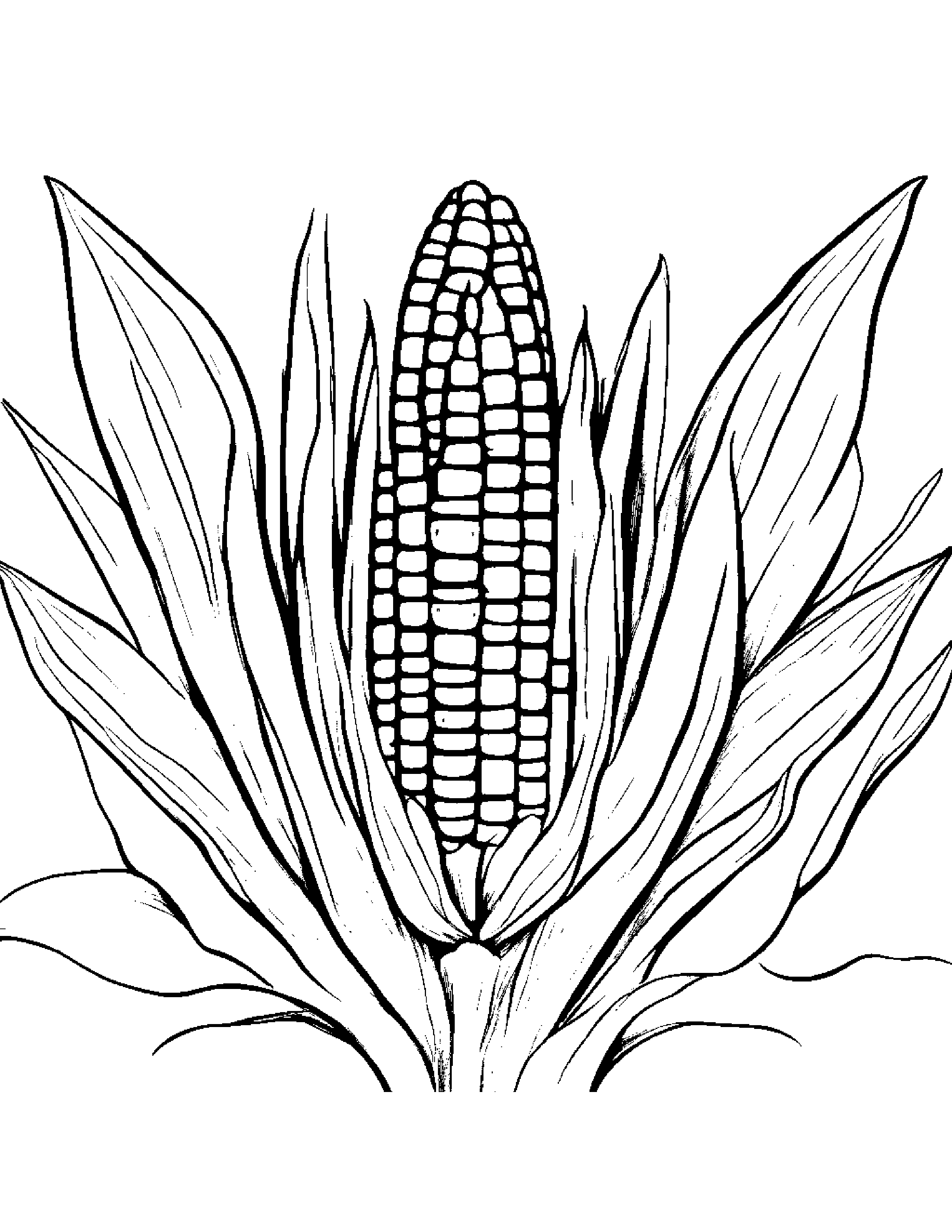 Corn Cob With A Soft Scarf #2 Coloring Page (Free Printable PDF)