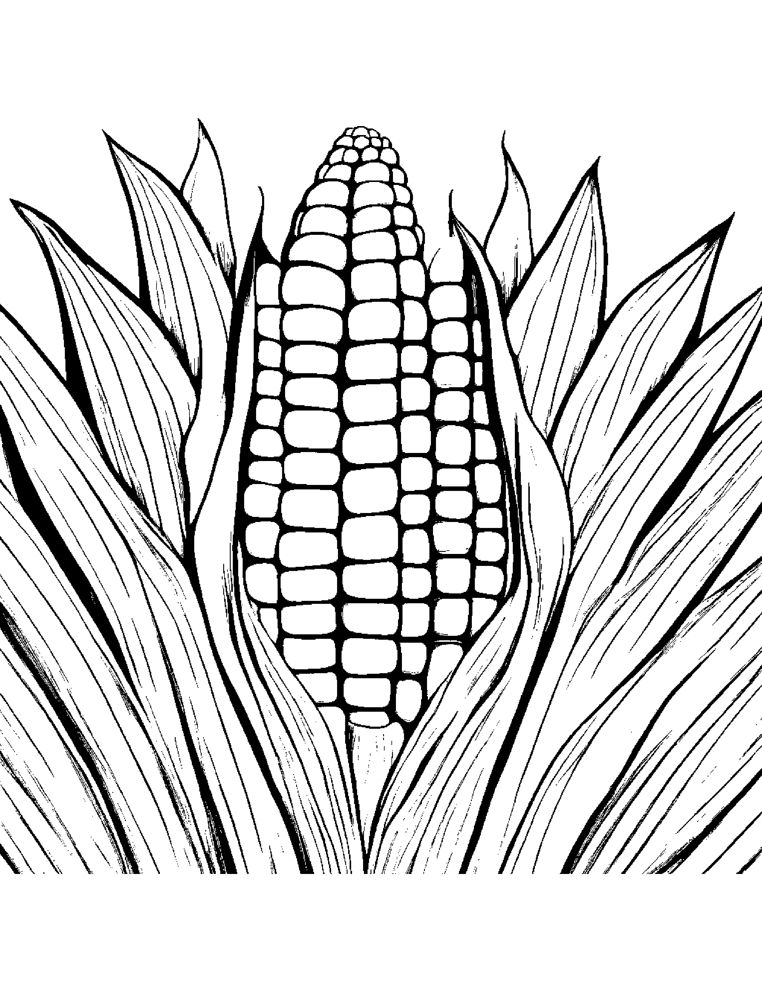 Corn Cob With A Soft Scarf #4 Coloring Page (Free Printable PDF)