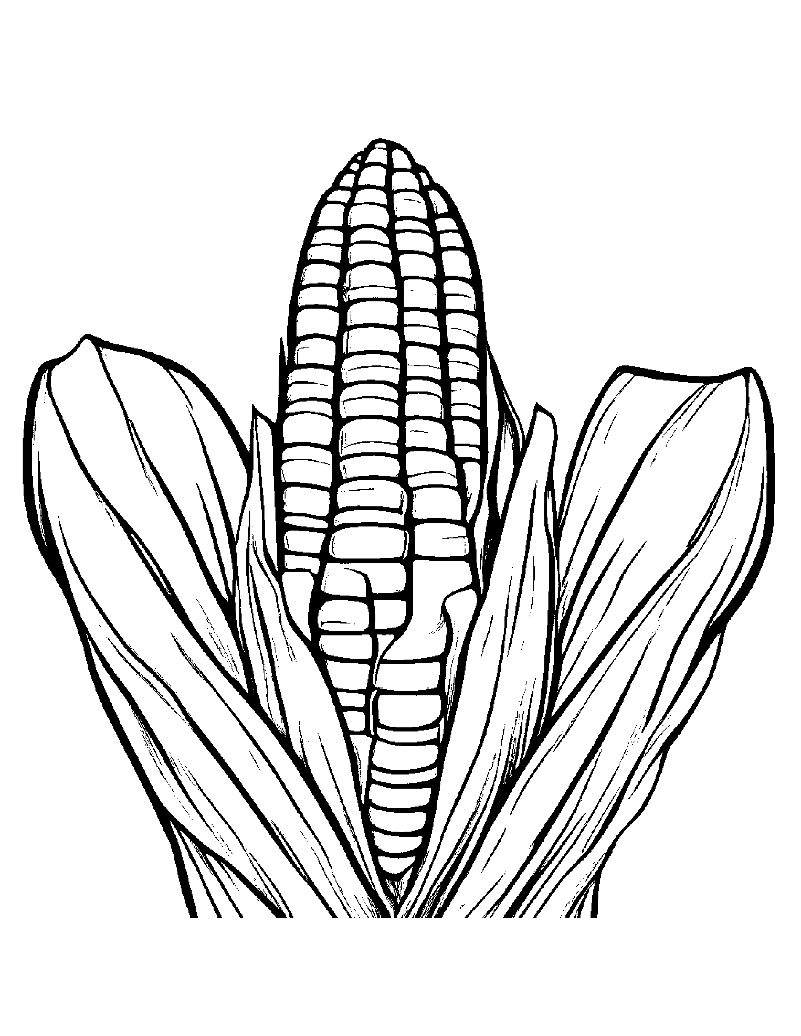 Corn Cob With A Soft Scarf #5 Coloring Page (Free Printable PDF)