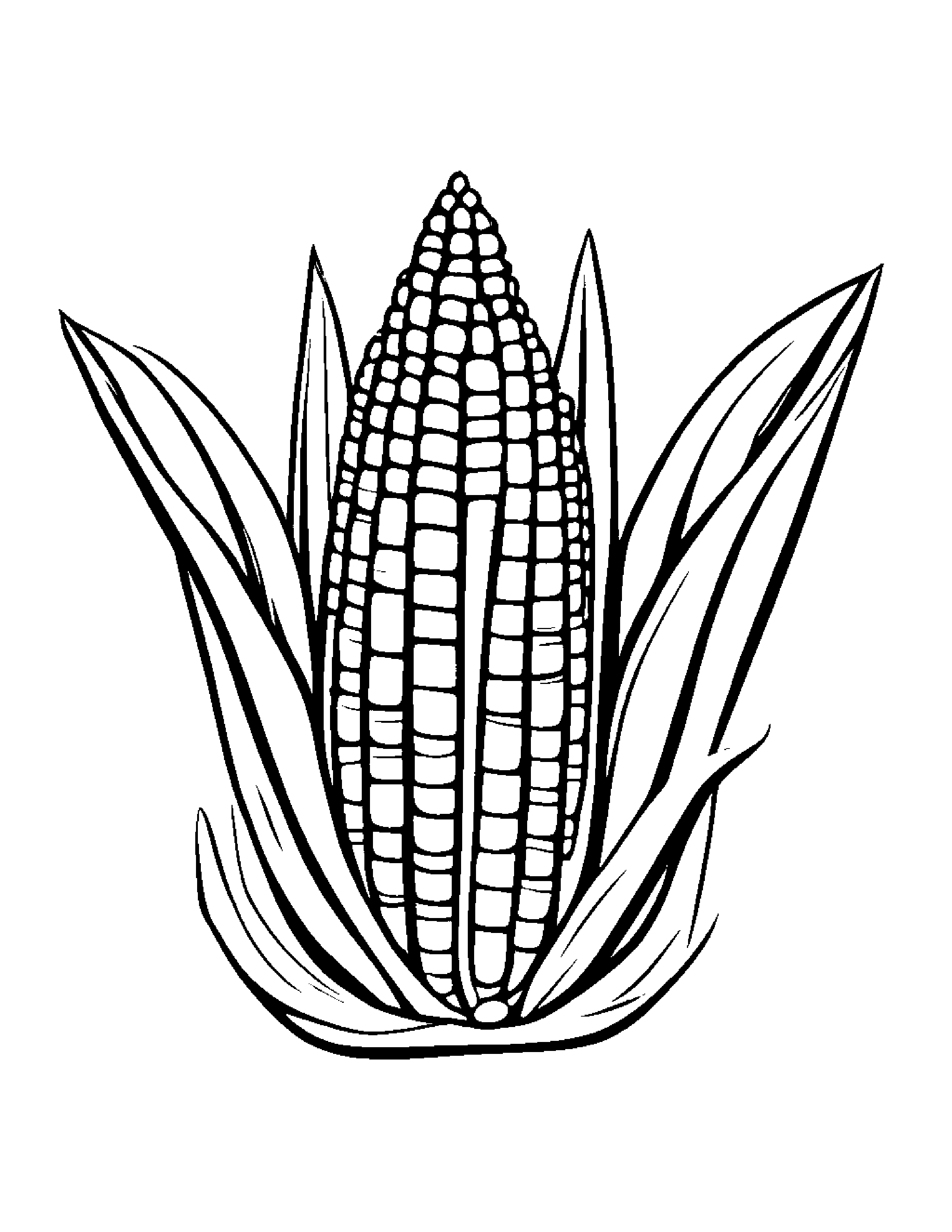 Corn Cob With A Sunny Sticker #2 Coloring Page (Free Printable PDF)