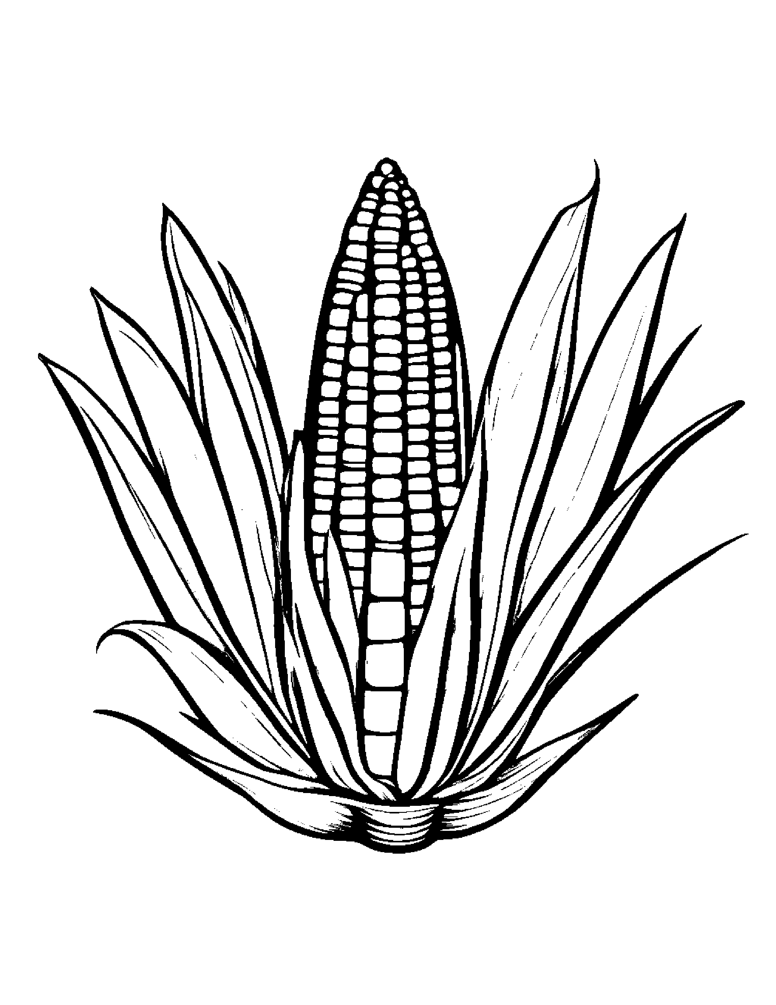Corn Cob With A Sunny Sticker #4 Coloring Page (Free Printable PDF)