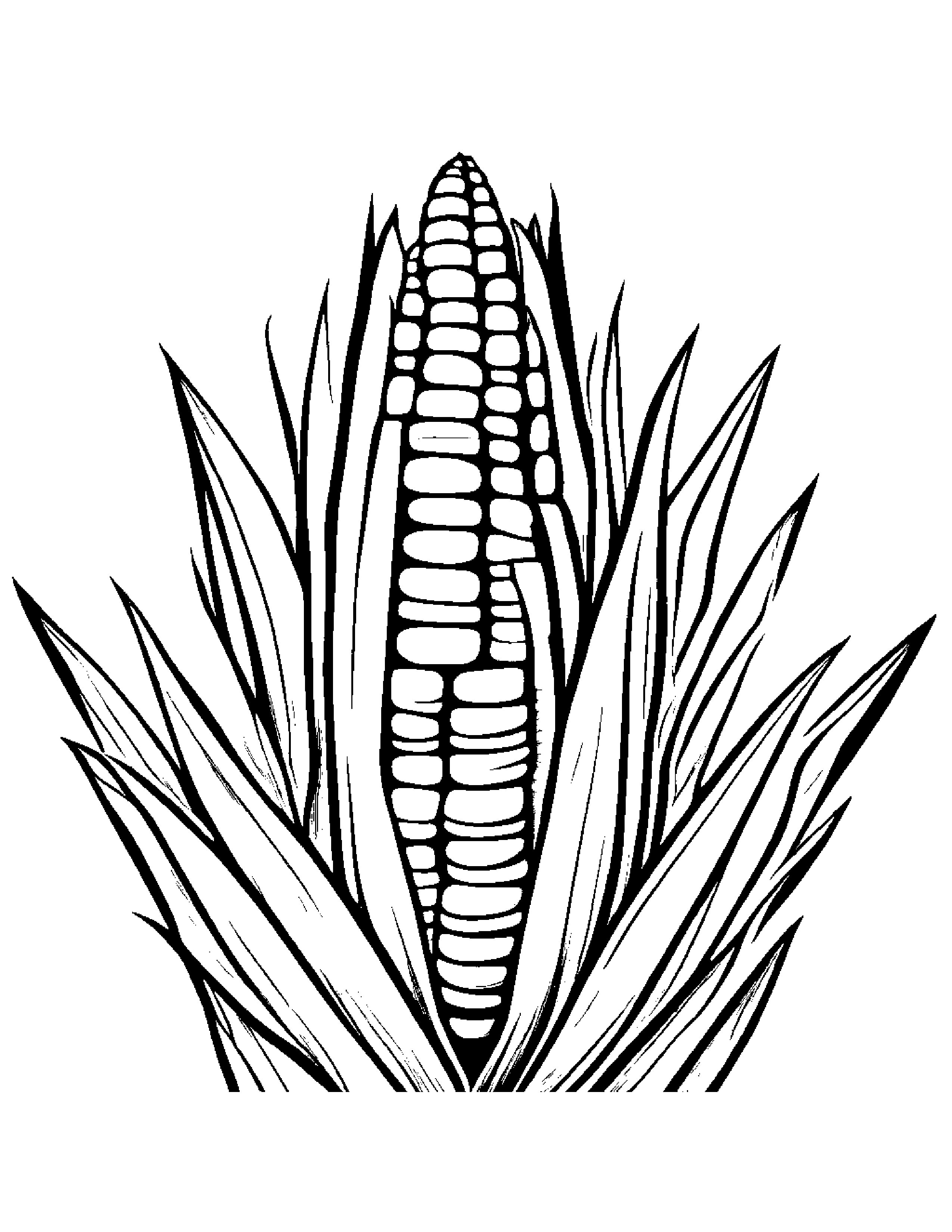 Corn Cob With A Sunny Sticker #5 Coloring Page (Free Printable PDF)