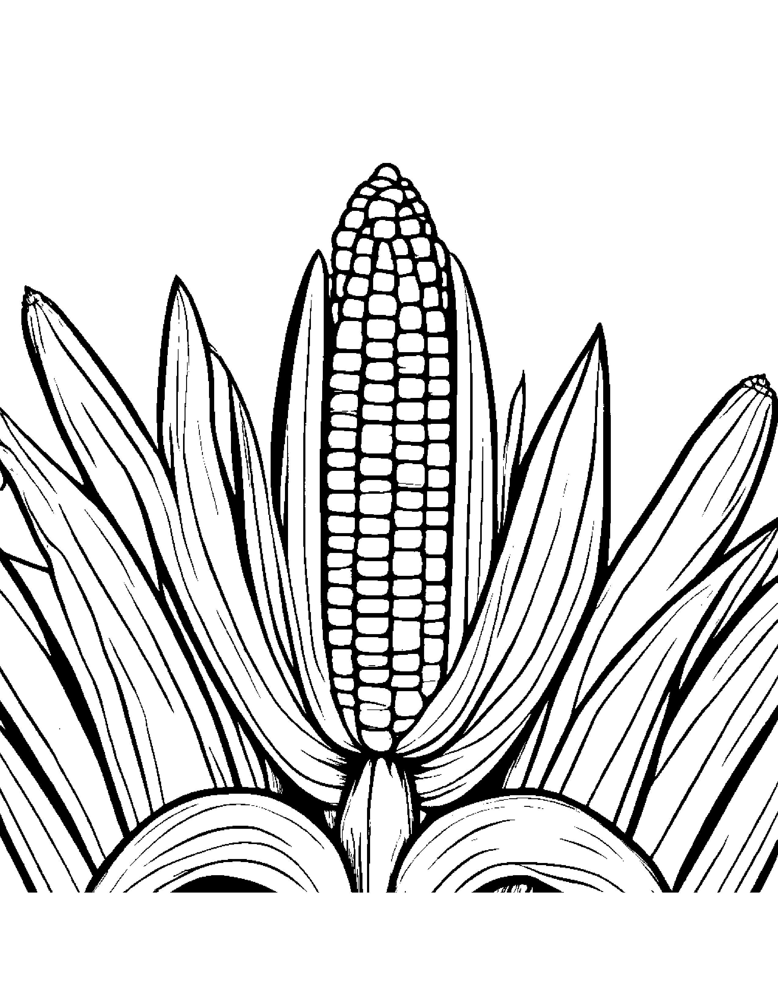 Corn Cob With A Sunny Sticker At The Playground #2 Coloring Page (Free Printable PDF)
