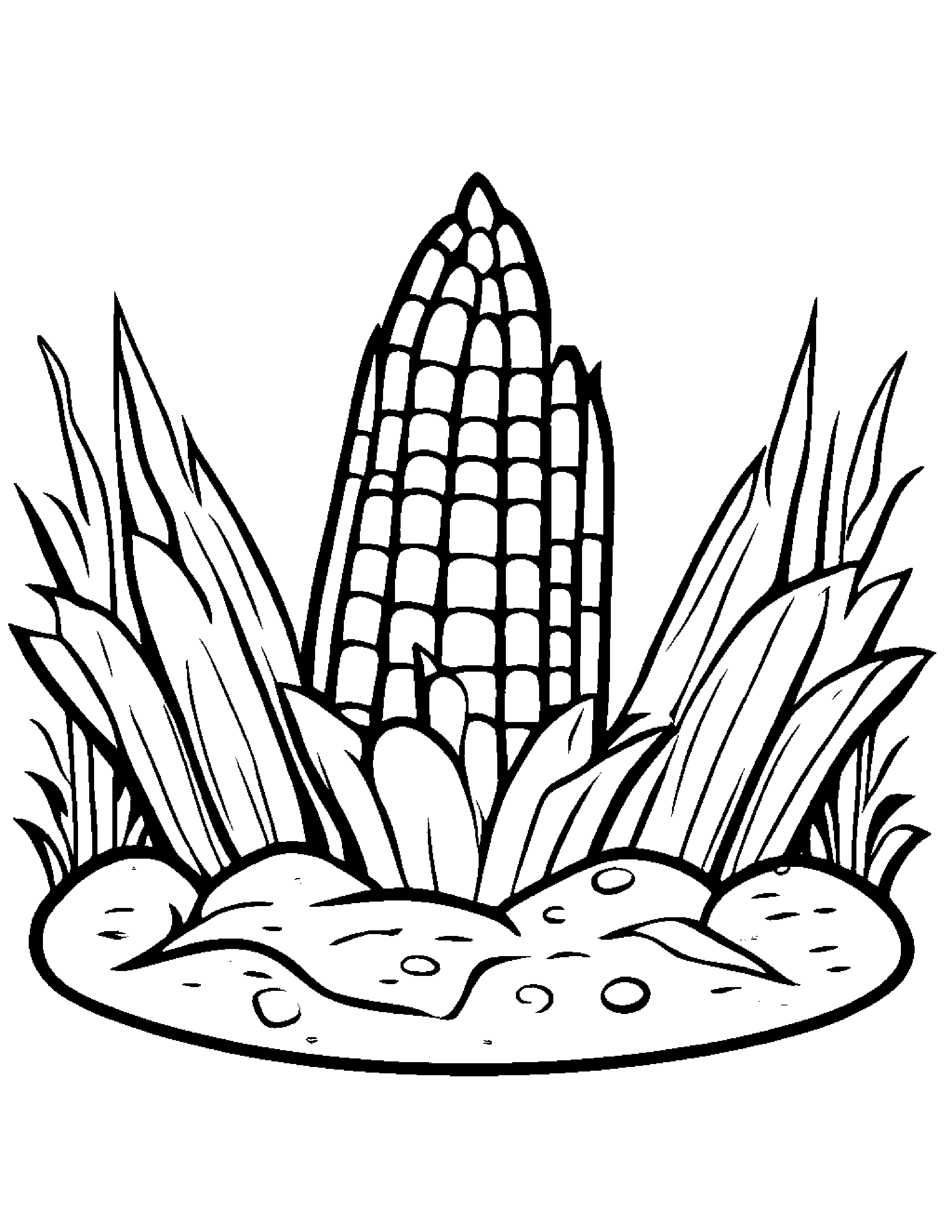 Corn Cob With A Sunny Sticker Beside A Sandbox #2 Coloring Page (Free Printable PDF)
