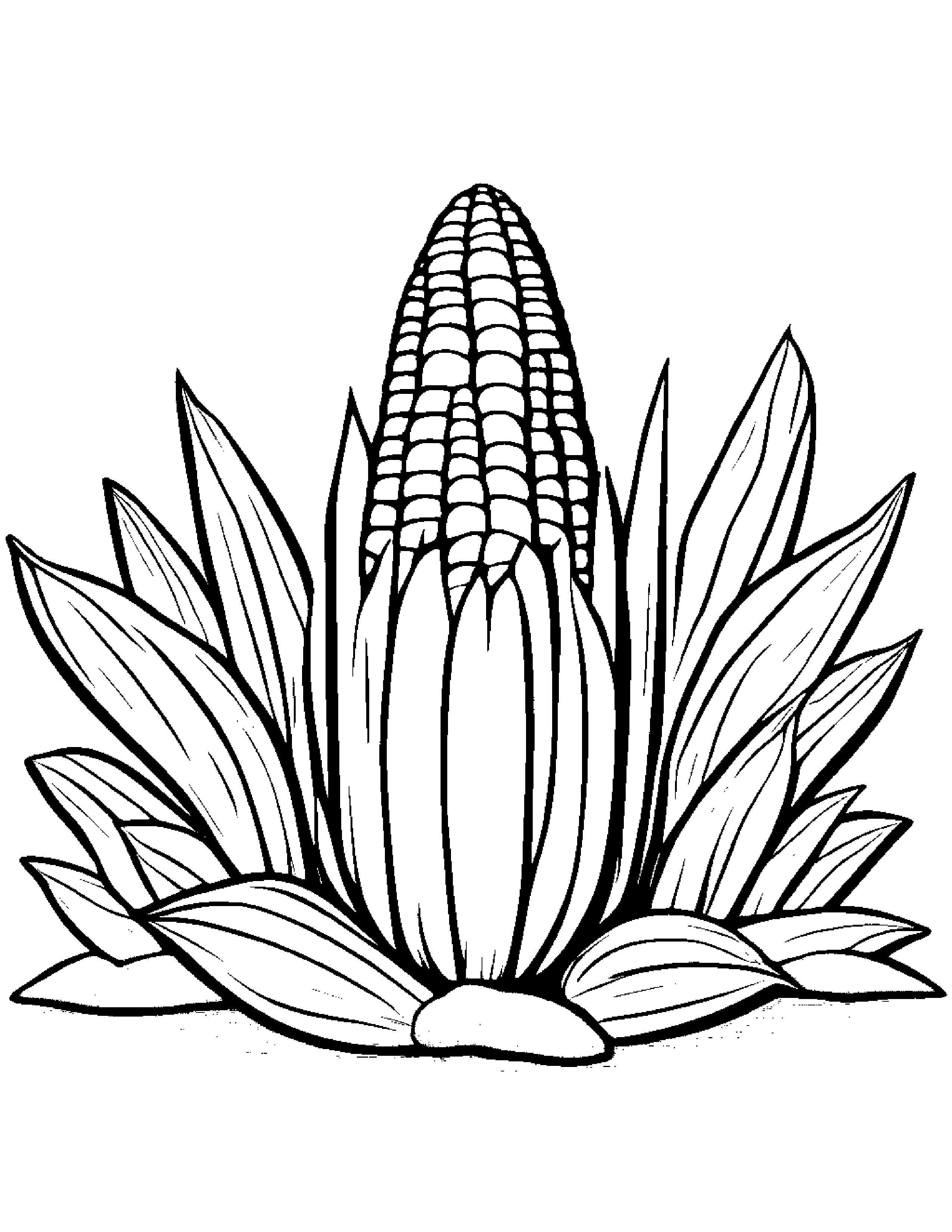 Corn Cob With A Sunny Sticker Beside A Sandbox #3 Coloring Page (Free Printable PDF)