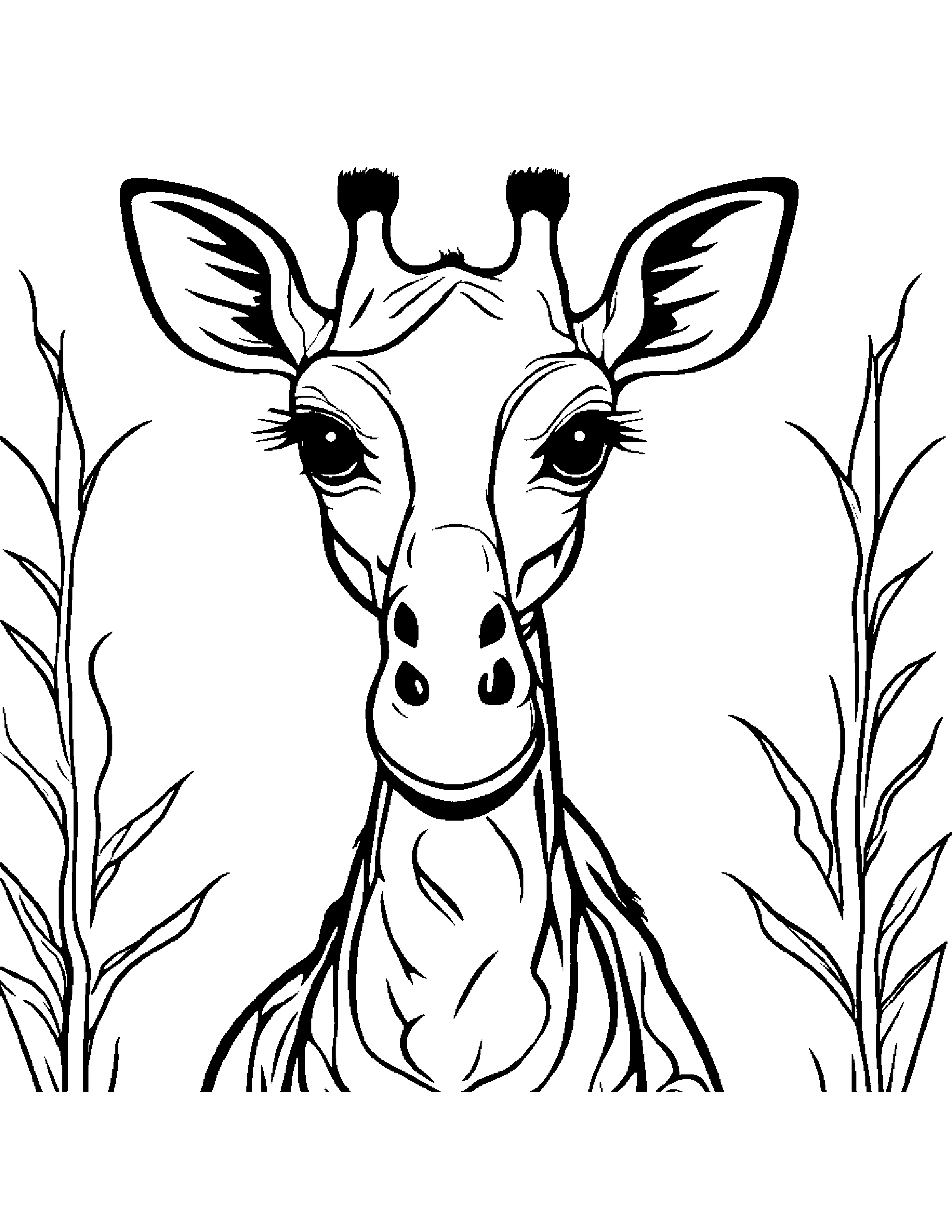 Cozy Giraffe Calf #2 Coloring Page (Free Printable PDF)