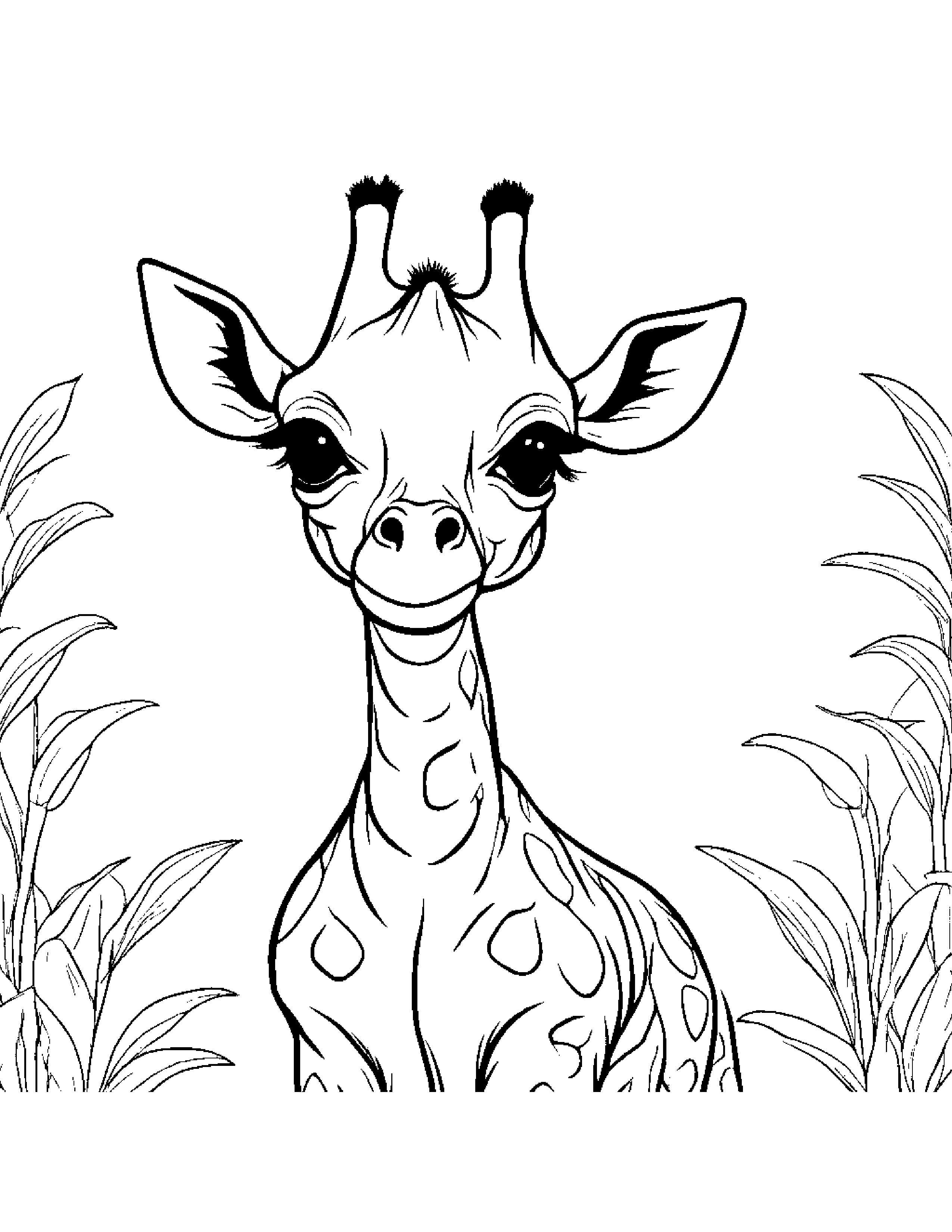 Cozy Giraffe Calf #3 Coloring Page (Free Printable PDF)