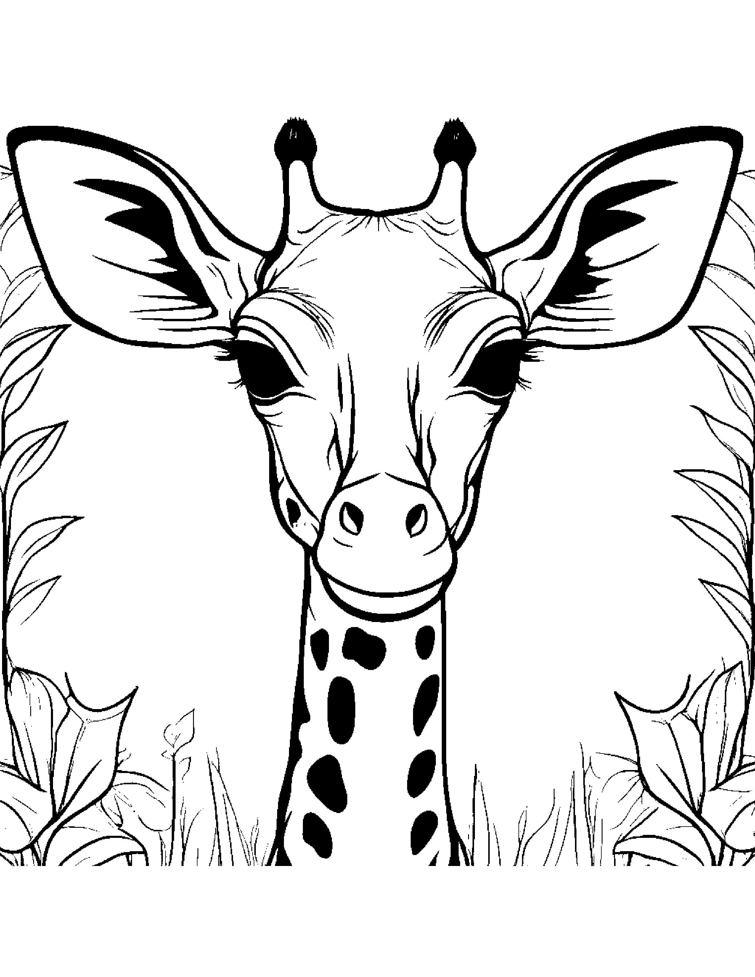 Cozy Giraffe Calf Coloring Page (Free Printable PDF)