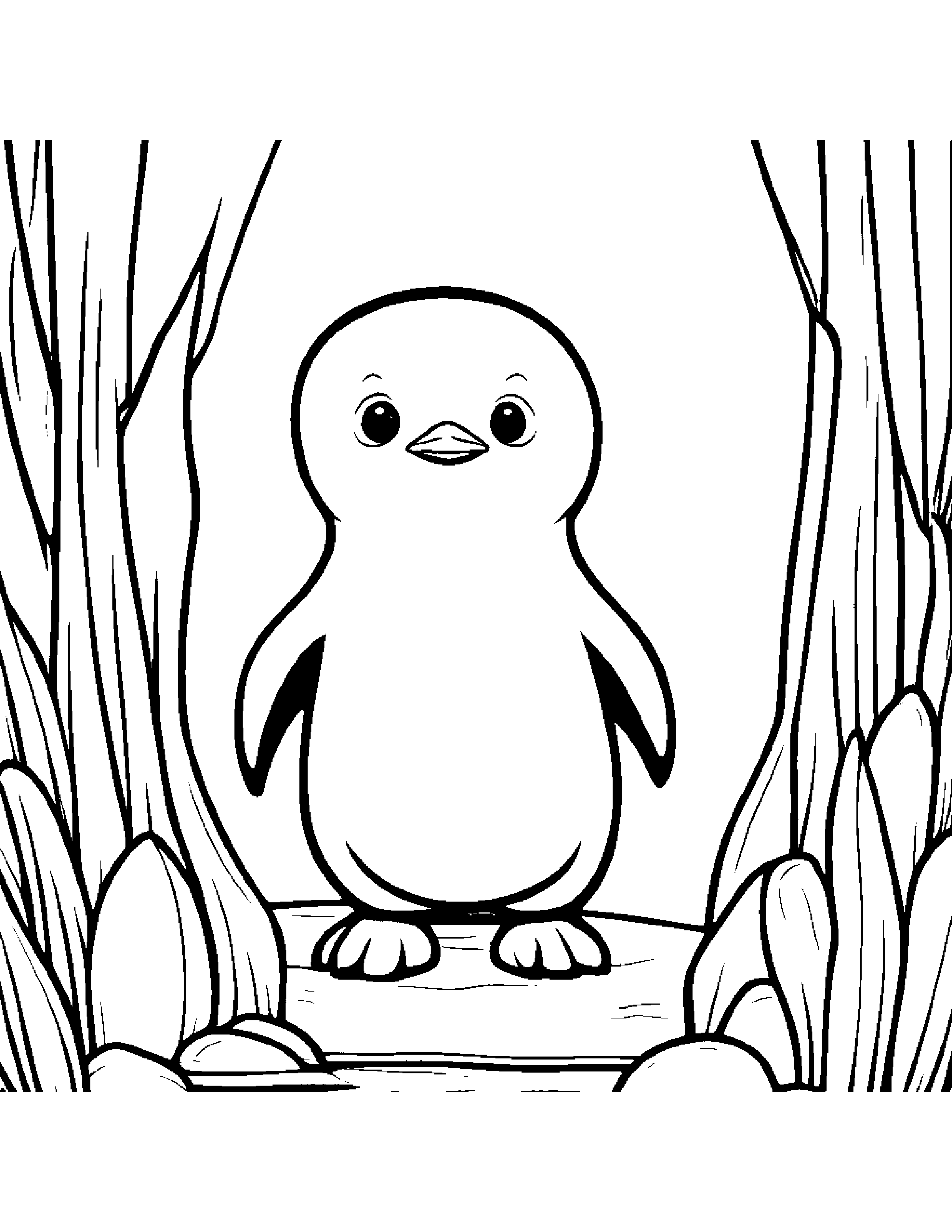 Cozy Penguin Chick Playing Hide-And-Seek #2 Coloring Page (Free Printable PDF)