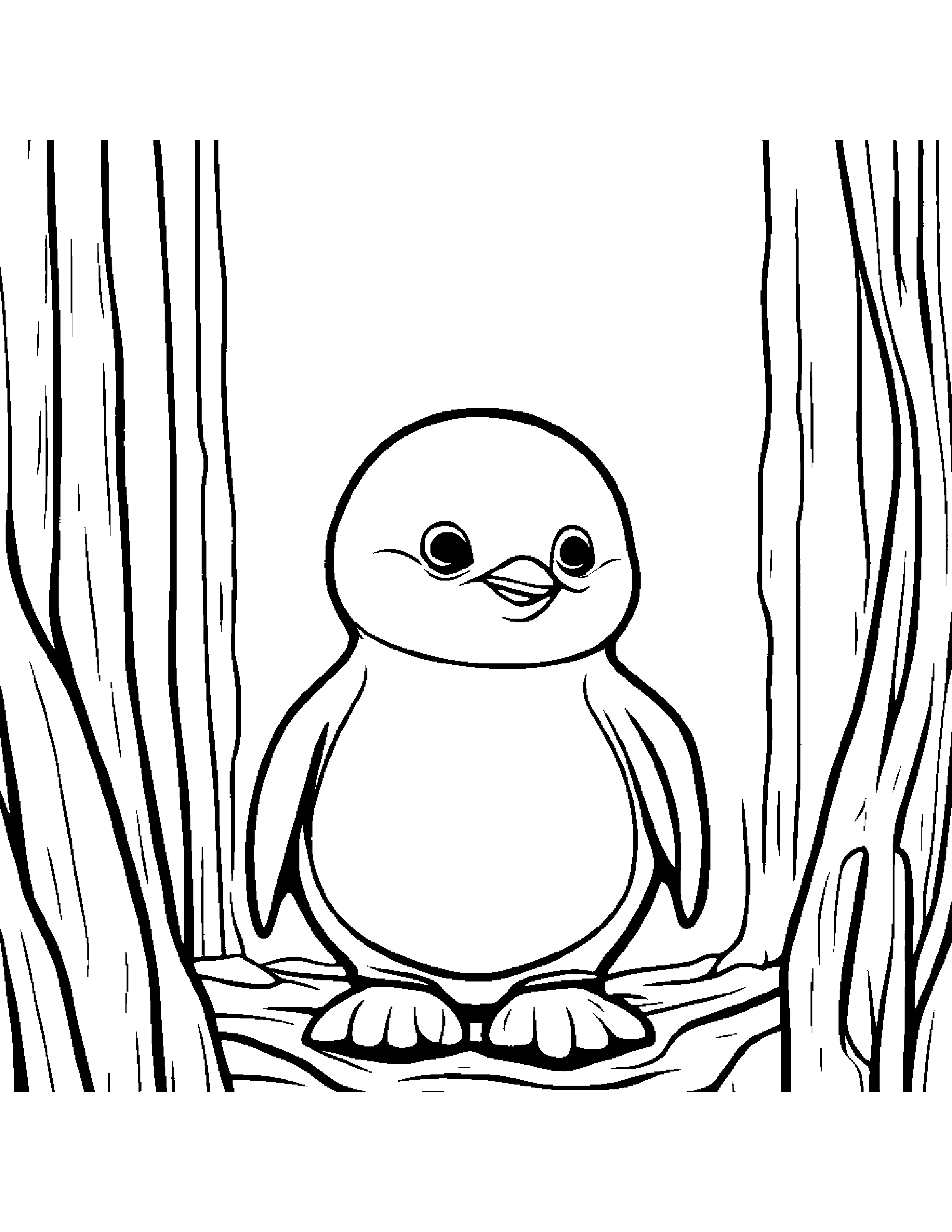 Cozy Penguin Chick Playing Hide-And-Seek #3 Coloring Page (Free Printable PDF)