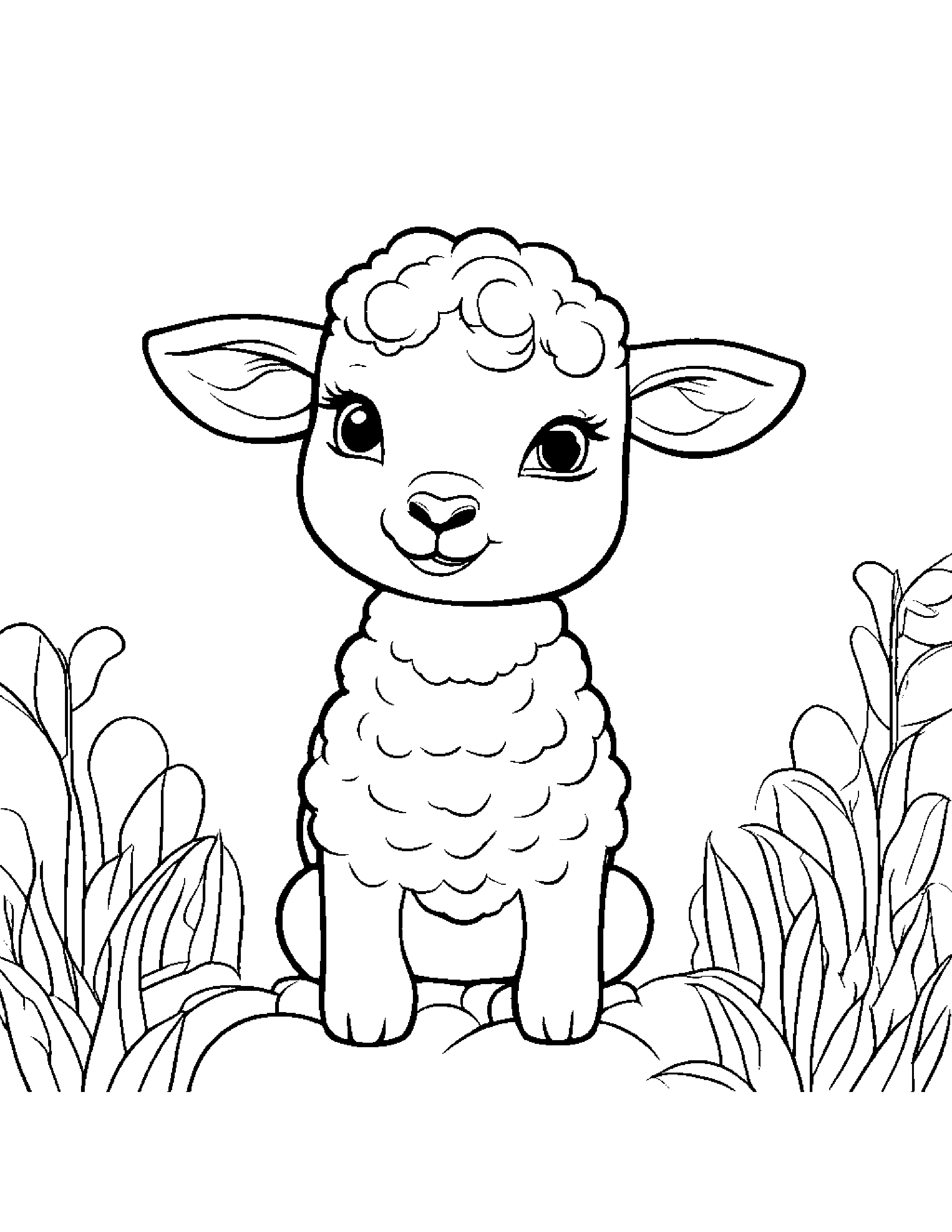 Cuddly Lamb #2 Coloring Page (Free Printable PDF)