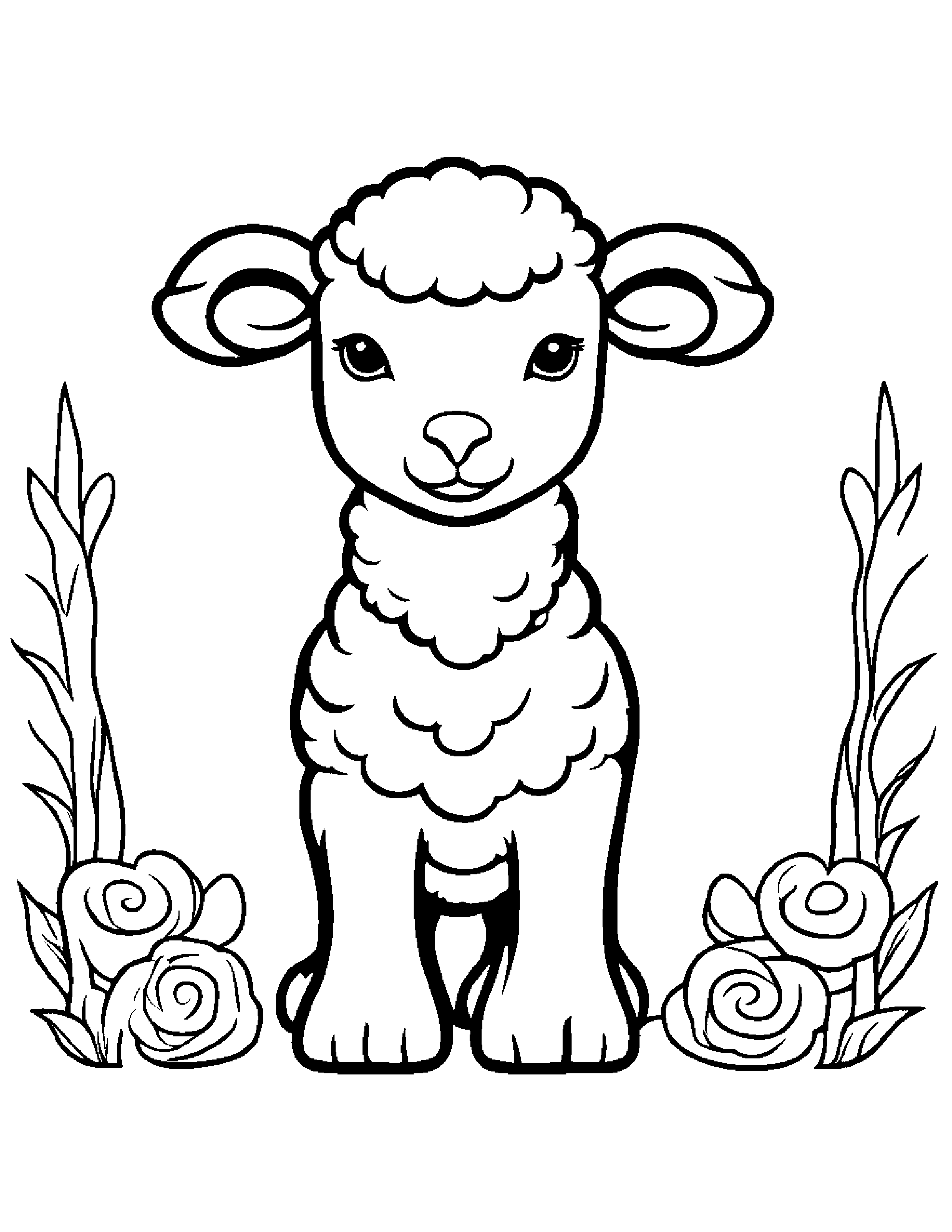 Cuddly Lamb Coloring Page (Free Printable PDF)