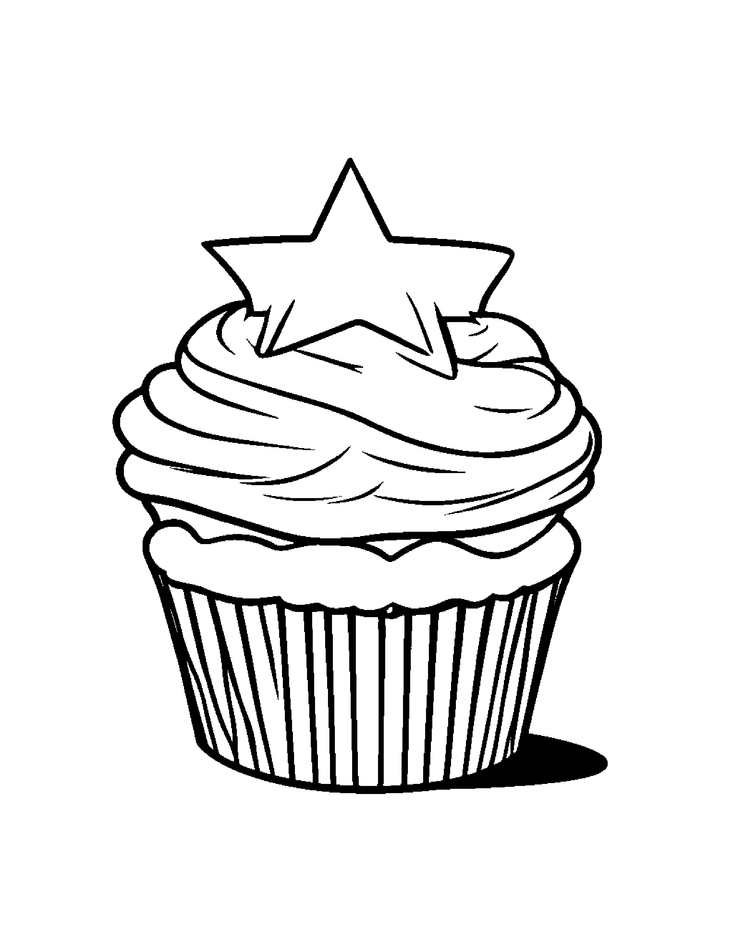 Cupcake With A Friendly Star #4 Coloring Page (Free Printable PDF)