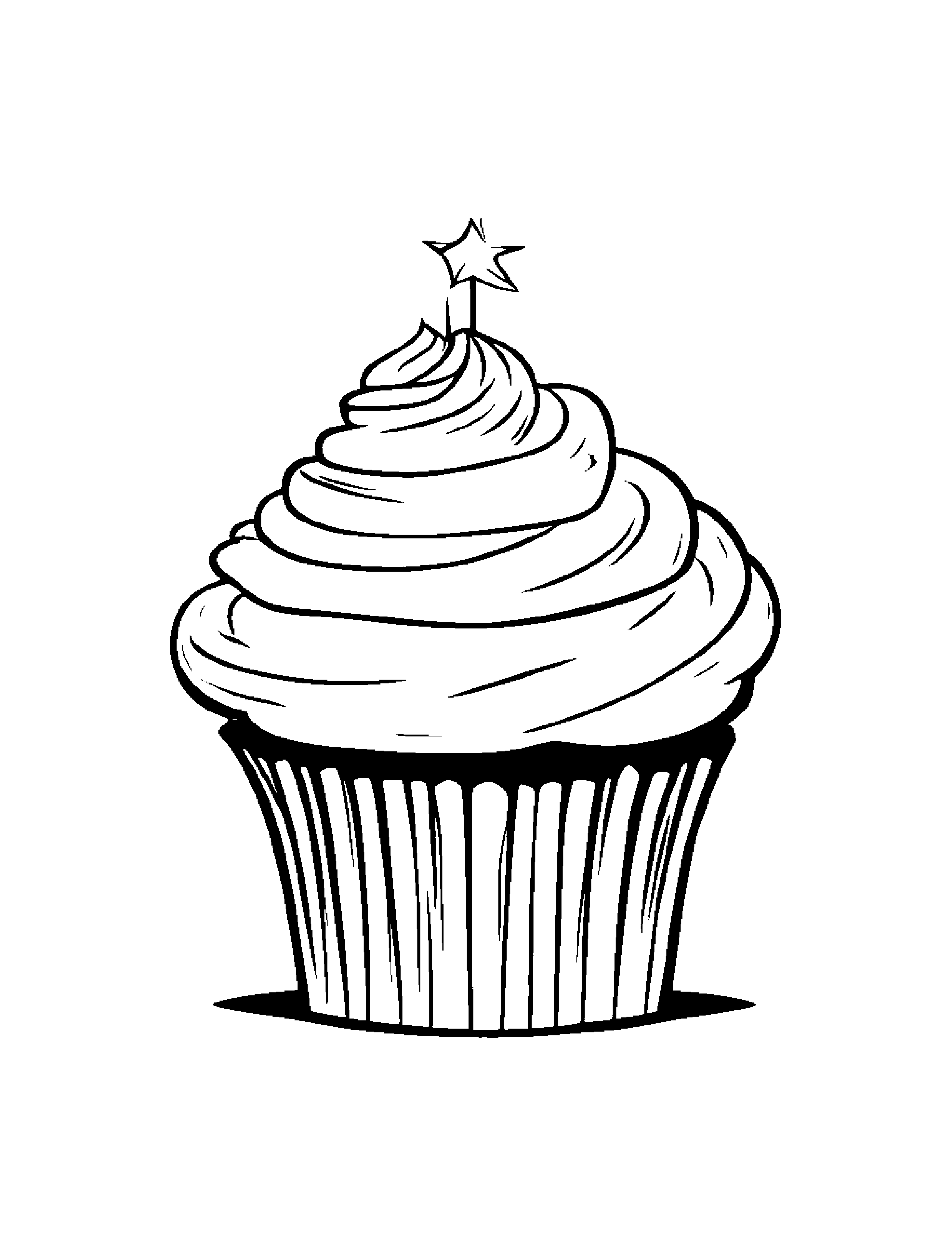 Cupcake With A Friendly Star #5 Coloring Page (Free Printable PDF)