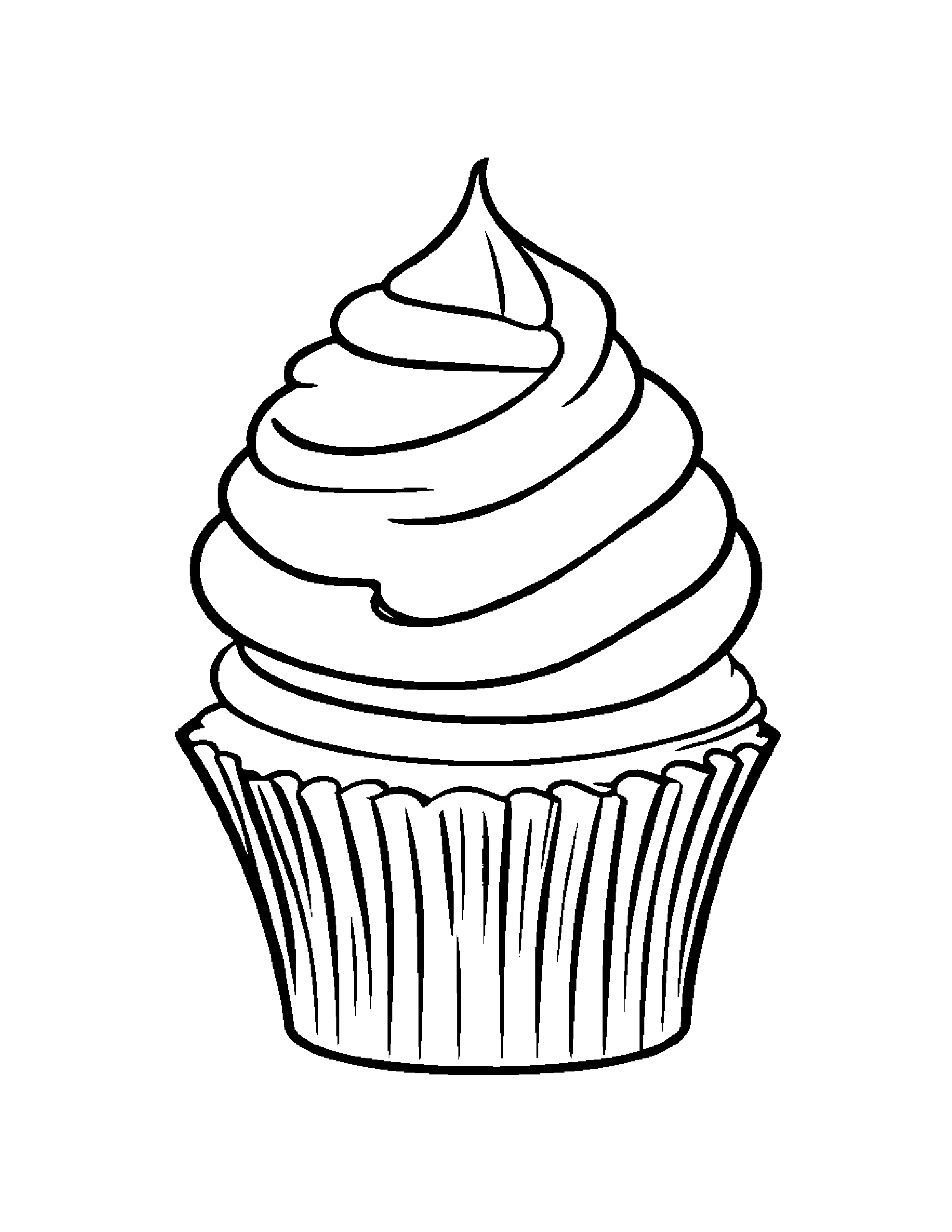 Cupcake With A Little Heart Coloring Page (Free Printable PDF)