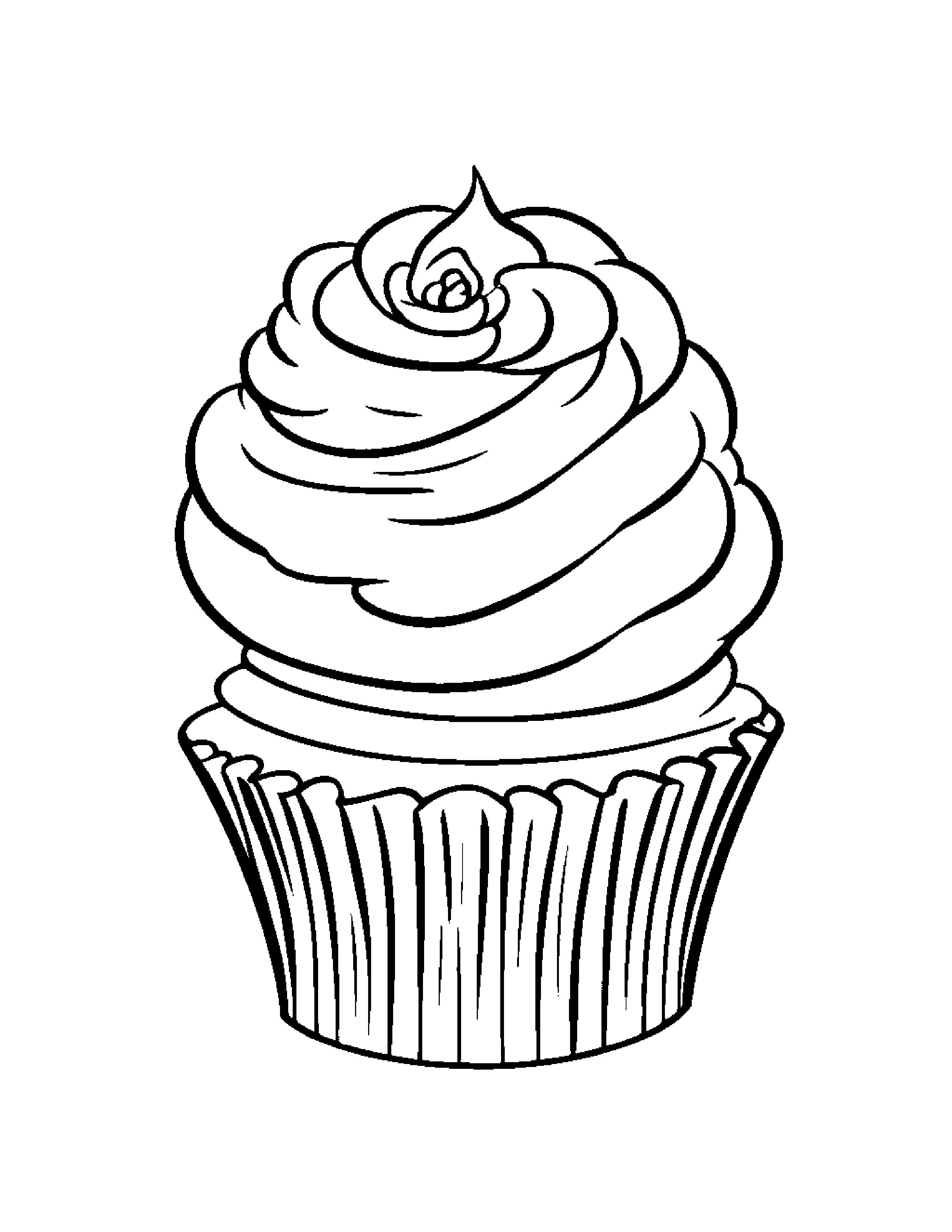Cupcake With A Small Flower Coloring Page (Free Printable PDF)