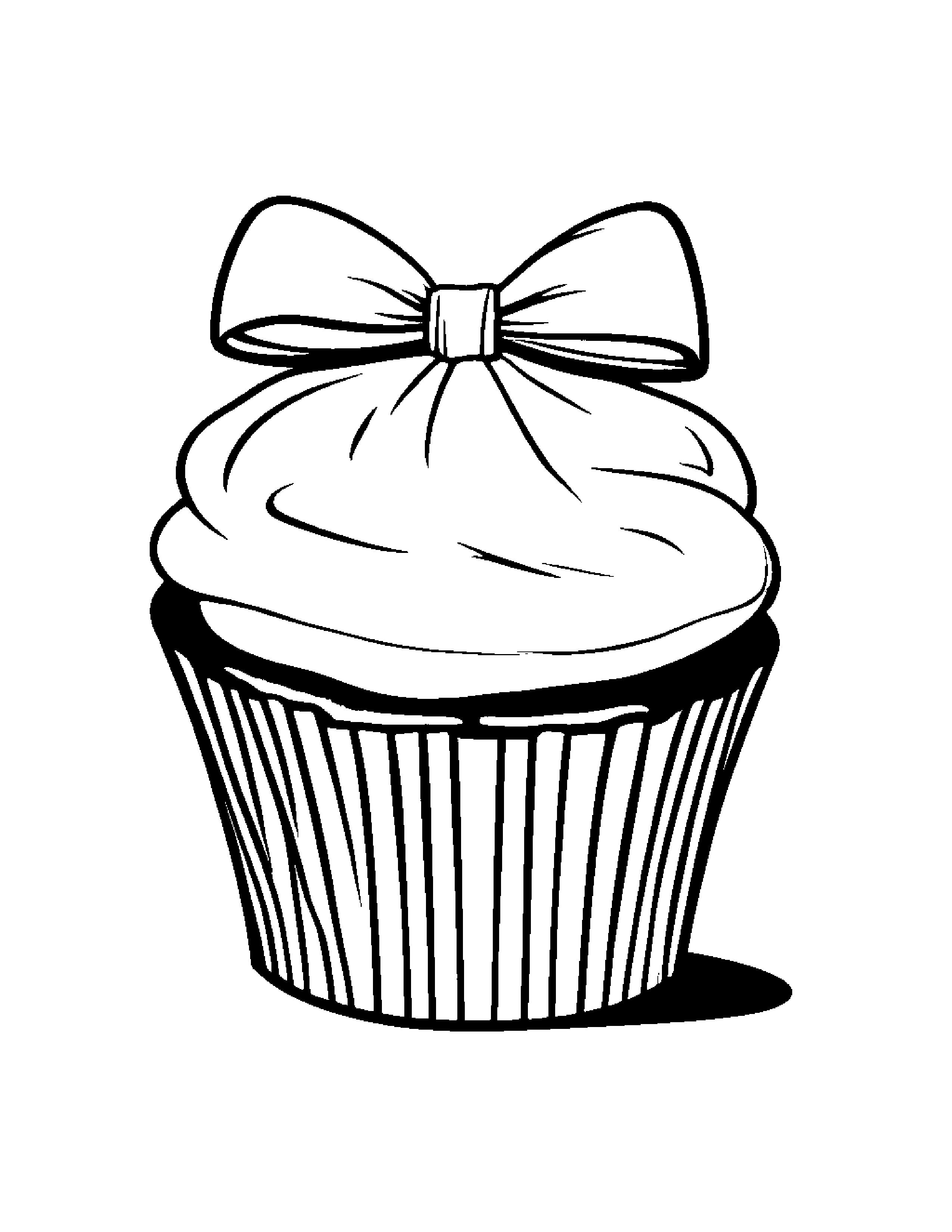Cupcake With A Tiny Bow #4 Coloring Page (Free Printable PDF)
