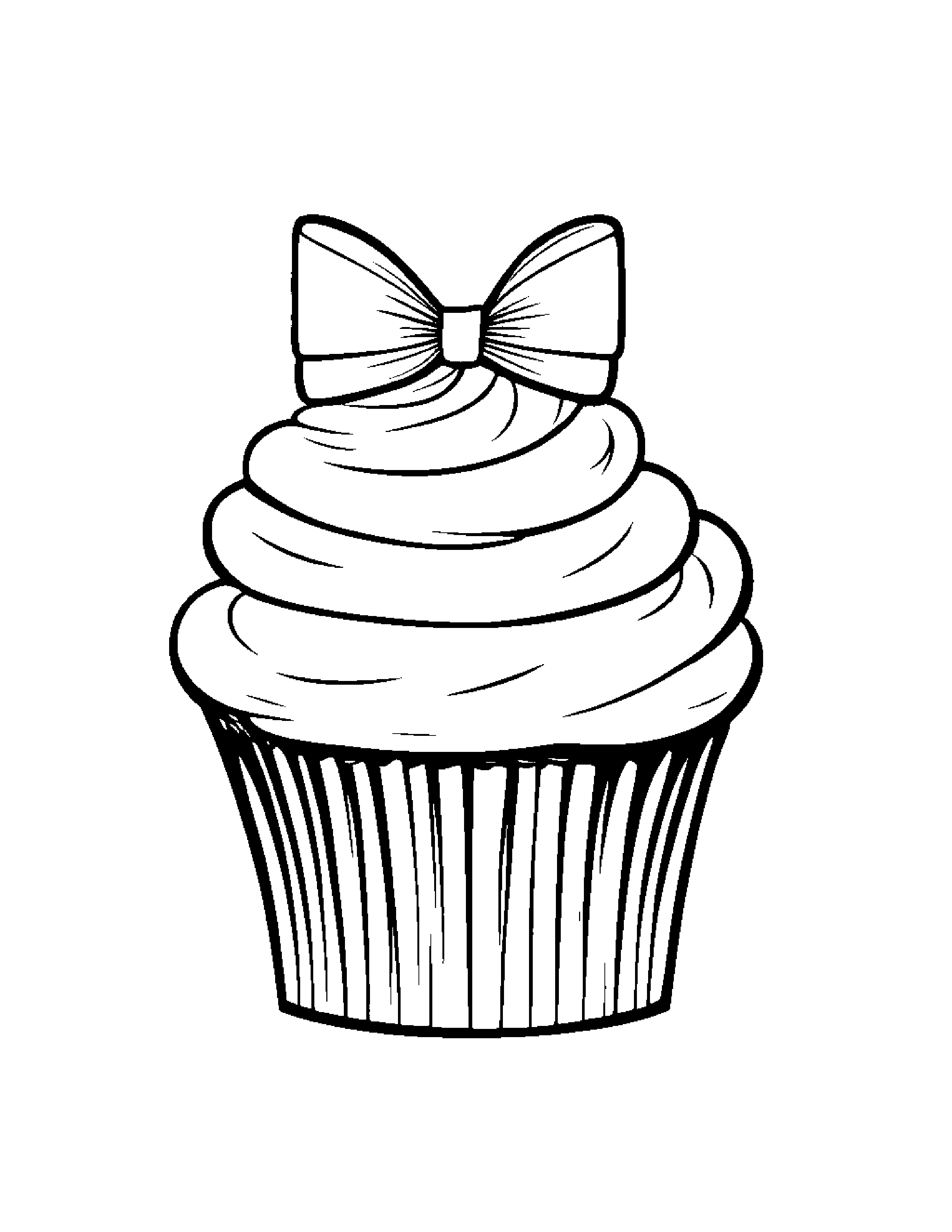 Cupcake With A Tiny Bow #5 Coloring Page (Free Printable PDF)
