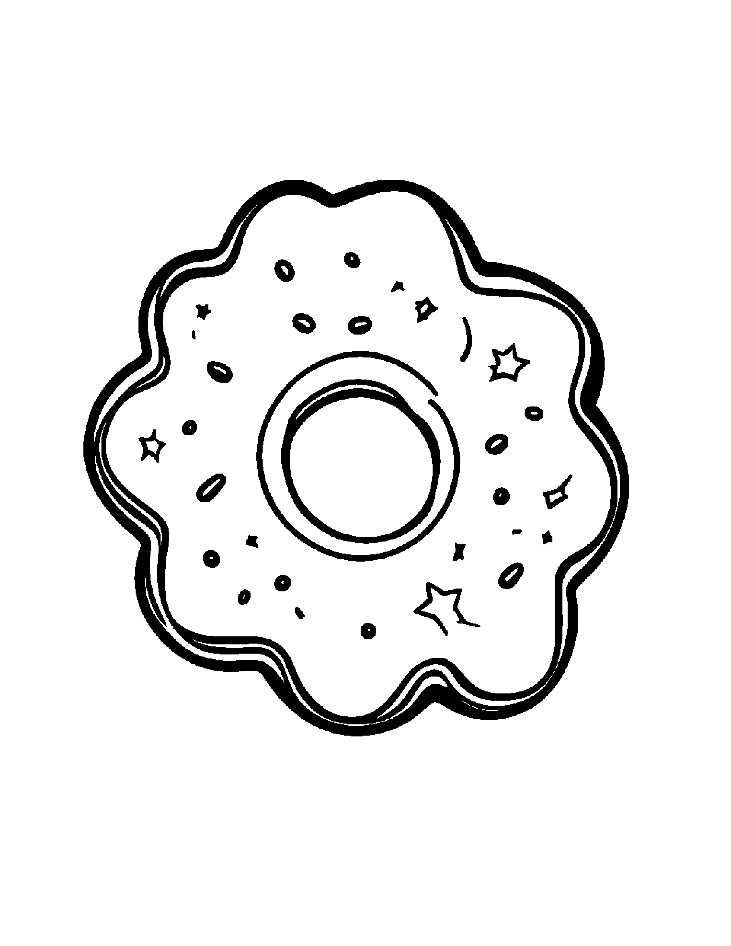 Donut With A Friendly Star #2 Coloring Page (Free Printable PDF)