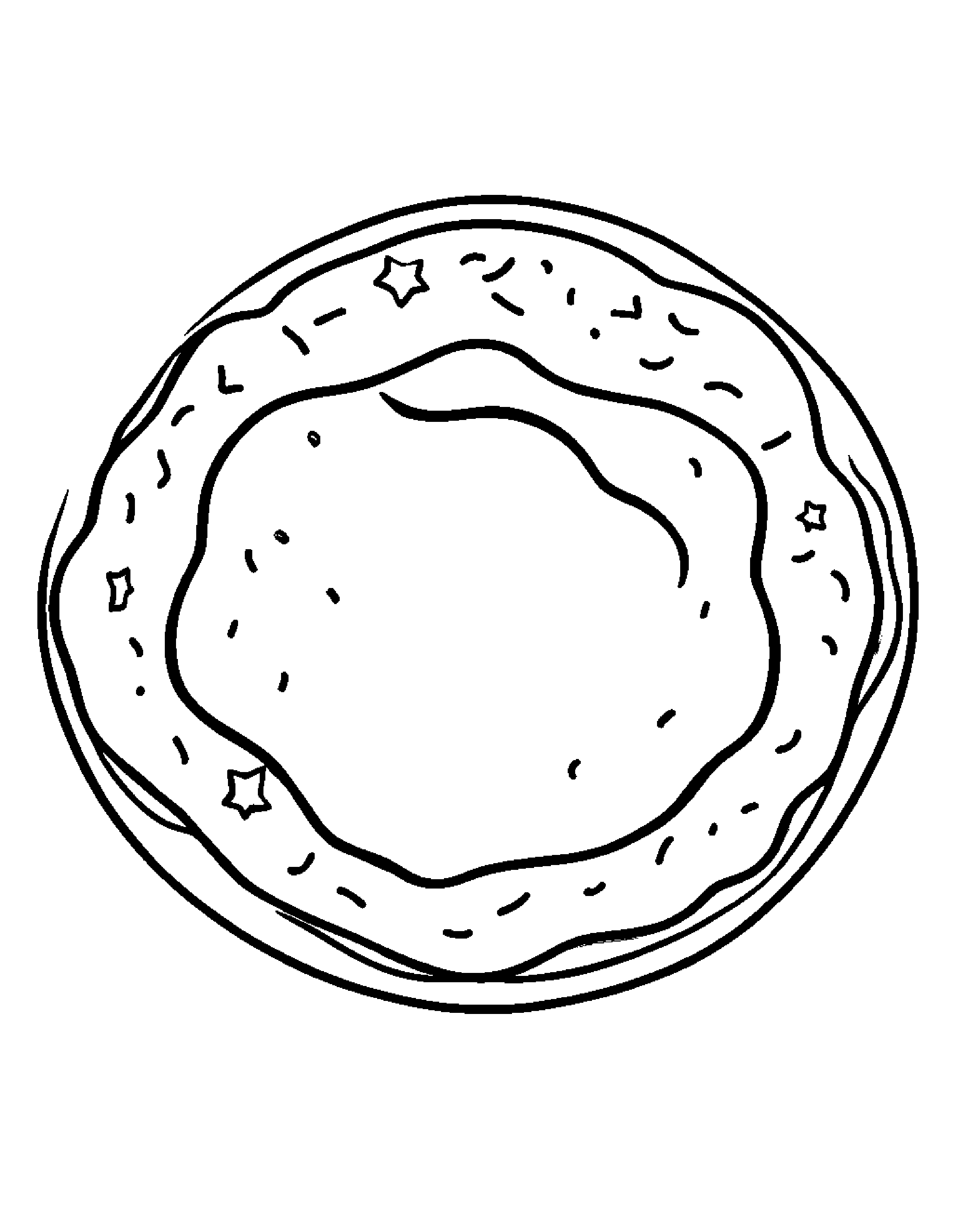 Donut With A Friendly Star #3 Coloring Page (Free Printable PDF)