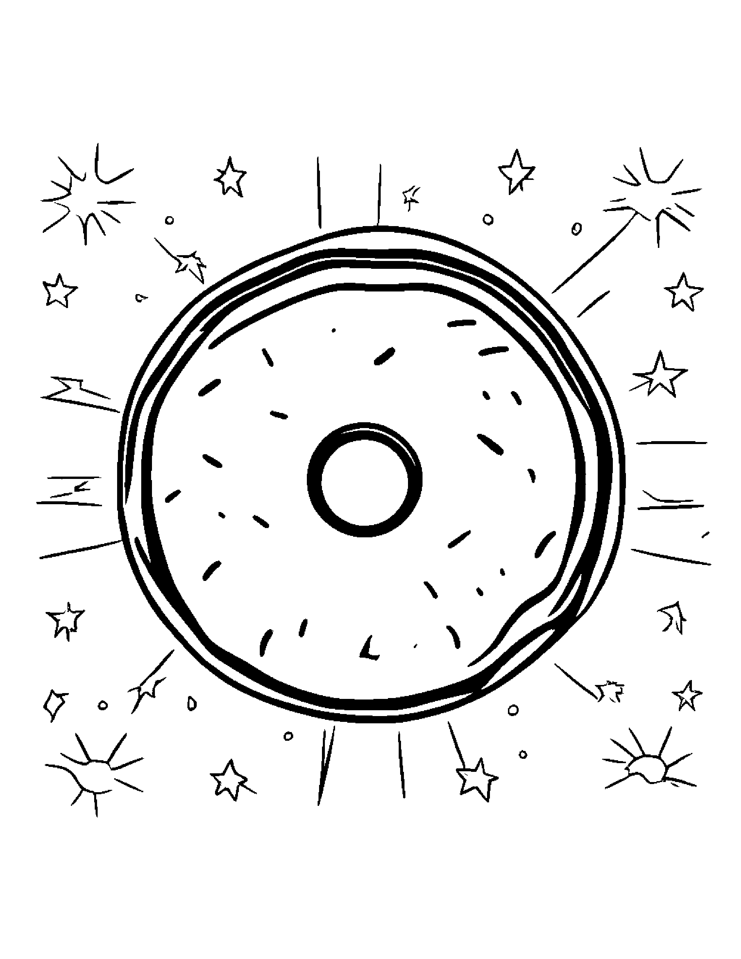 Donut With A Friendly Star Coloring Page (Free Printable PDF)