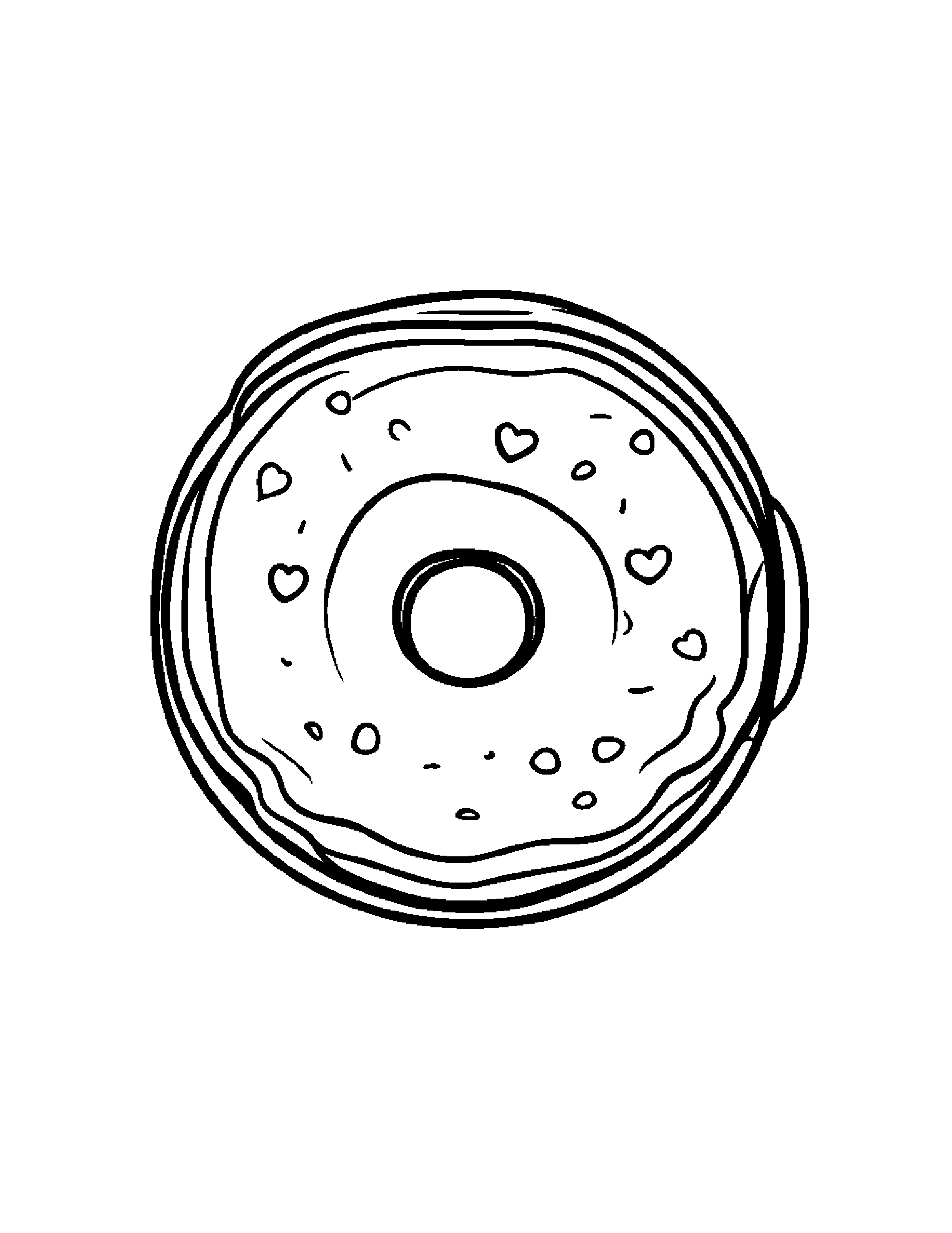 Donut With A Little Heart #2 Coloring Page (Free Printable PDF)