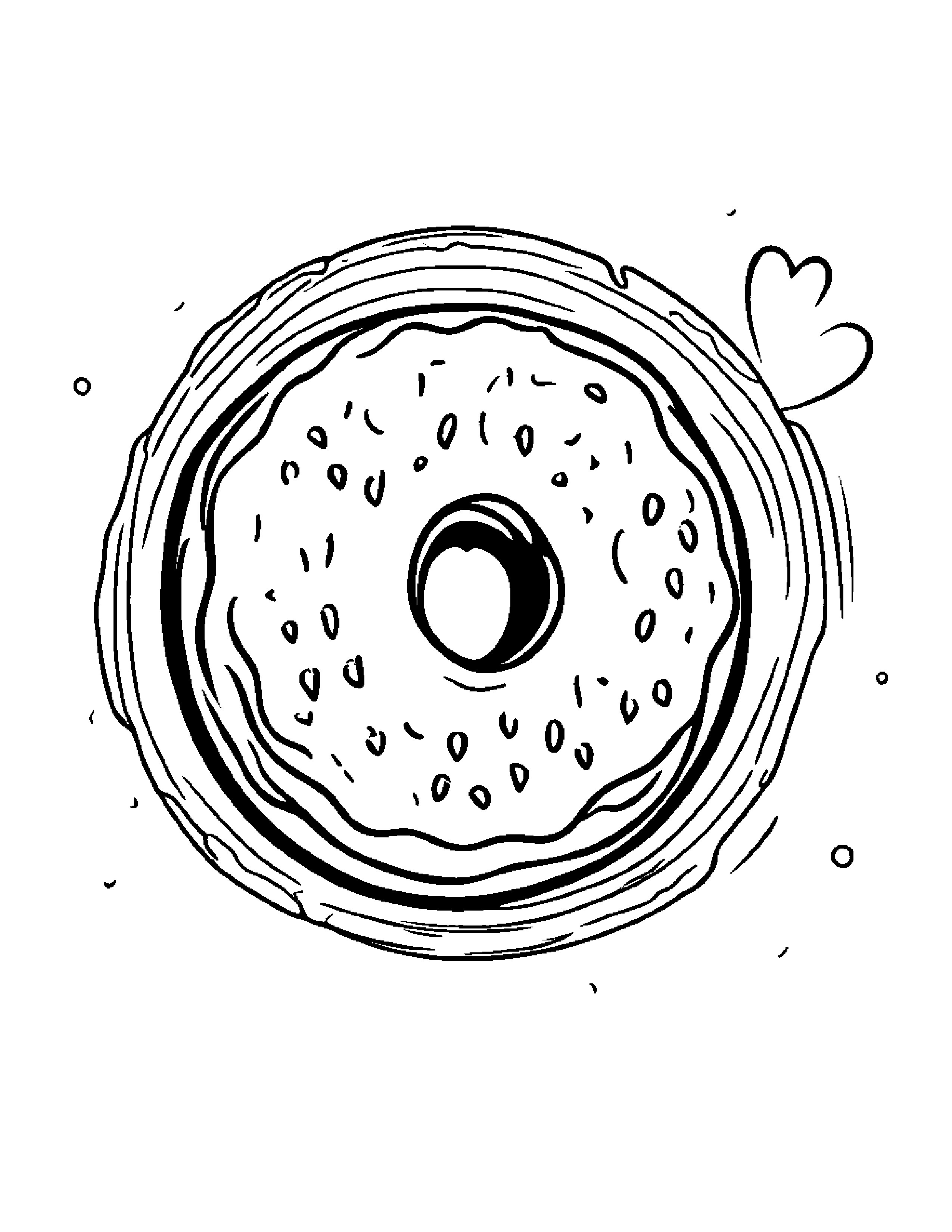 Donut With A Little Heart #3 Coloring Page (Free Printable PDF)