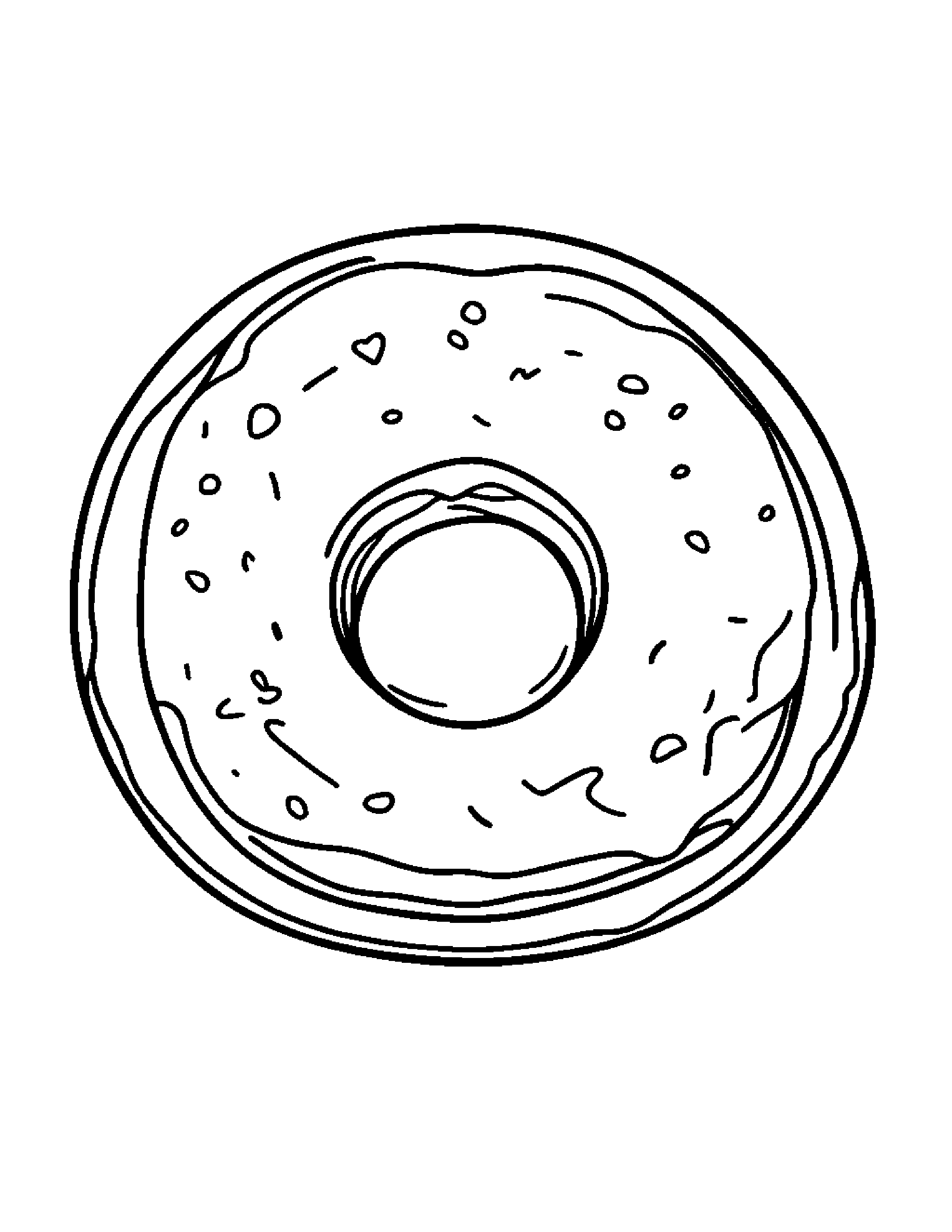 Donut With A Little Heart Coloring Page (Free Printable PDF)