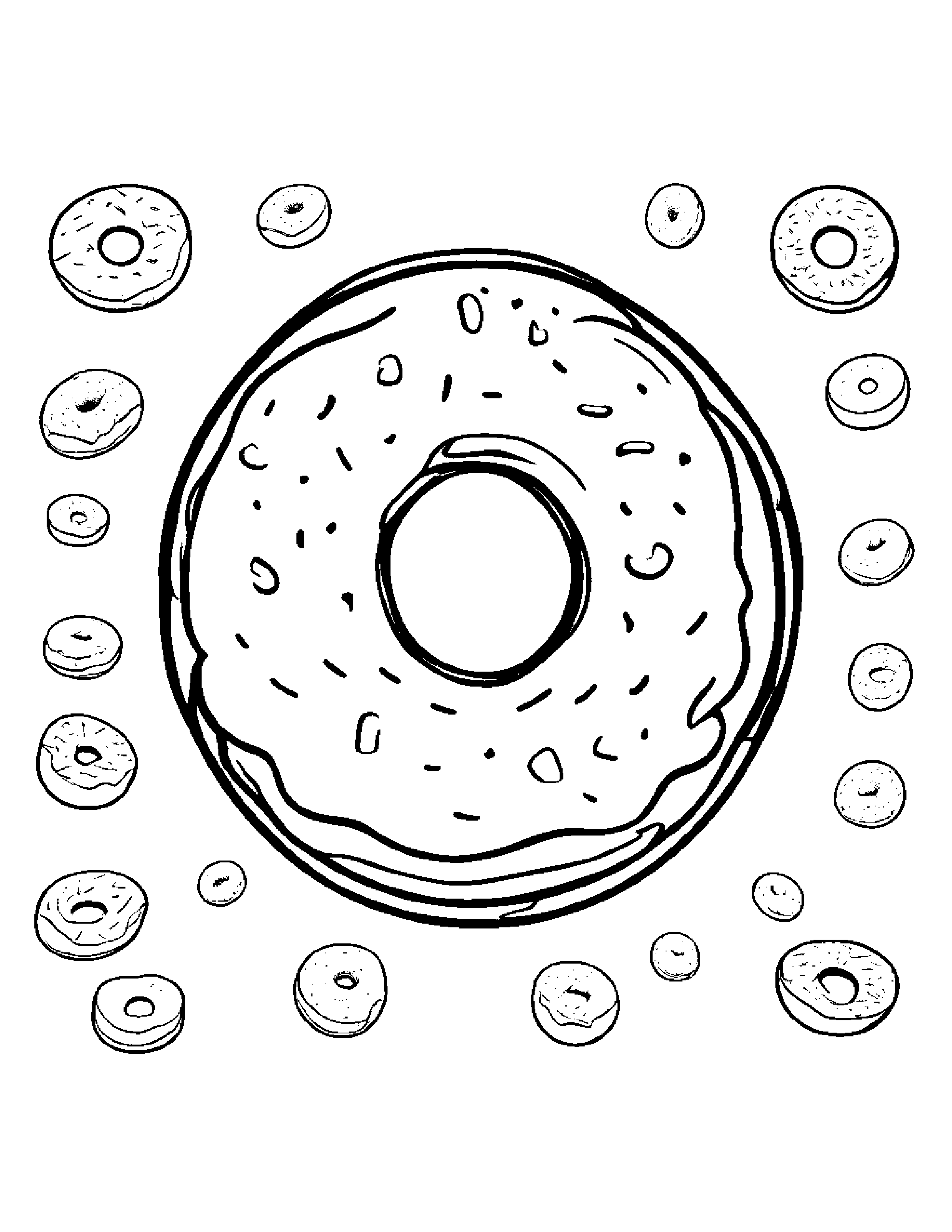 Donut With A Ribbon #3 Coloring Page (Free Printable PDF)