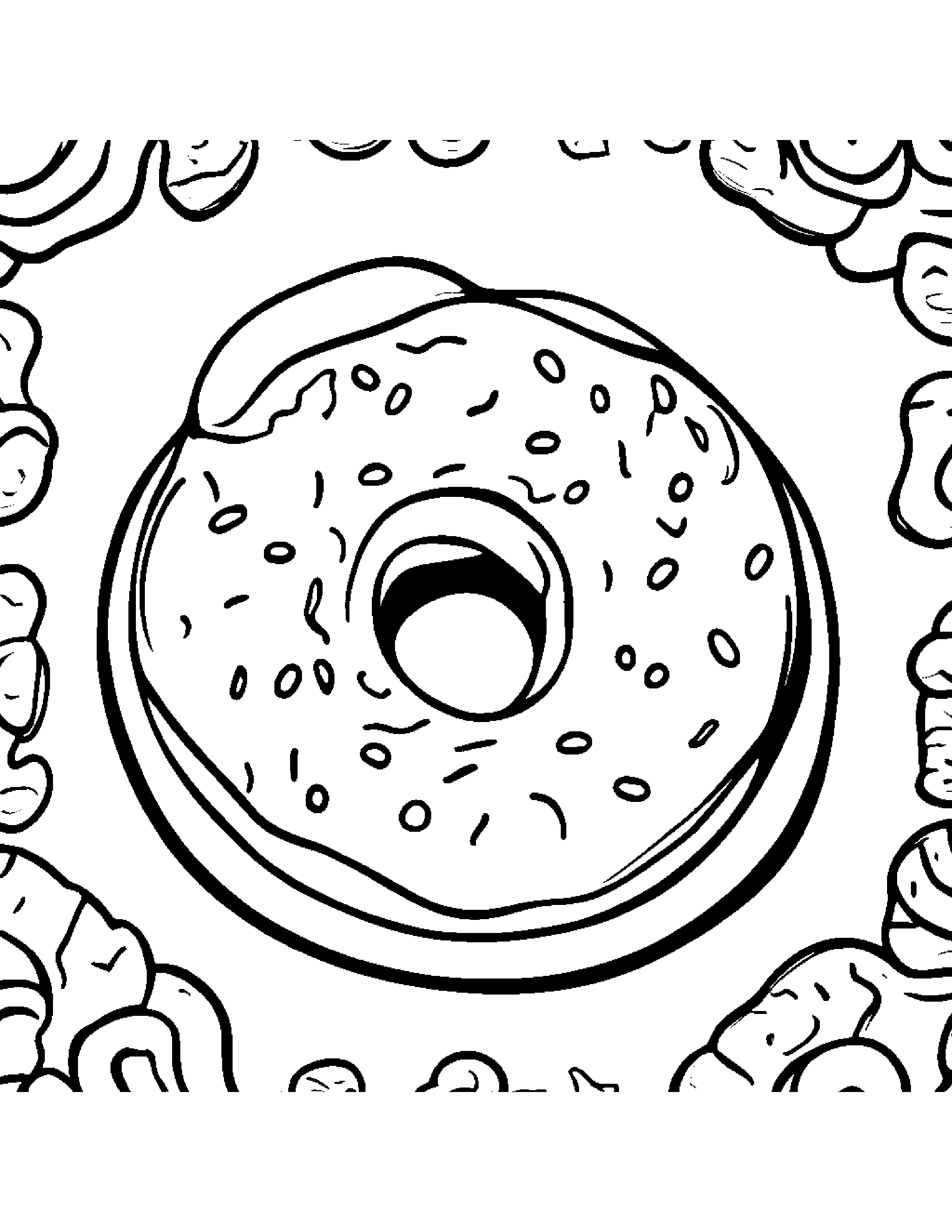 Donut With A Ribbon Coloring Page (Free Printable PDF)